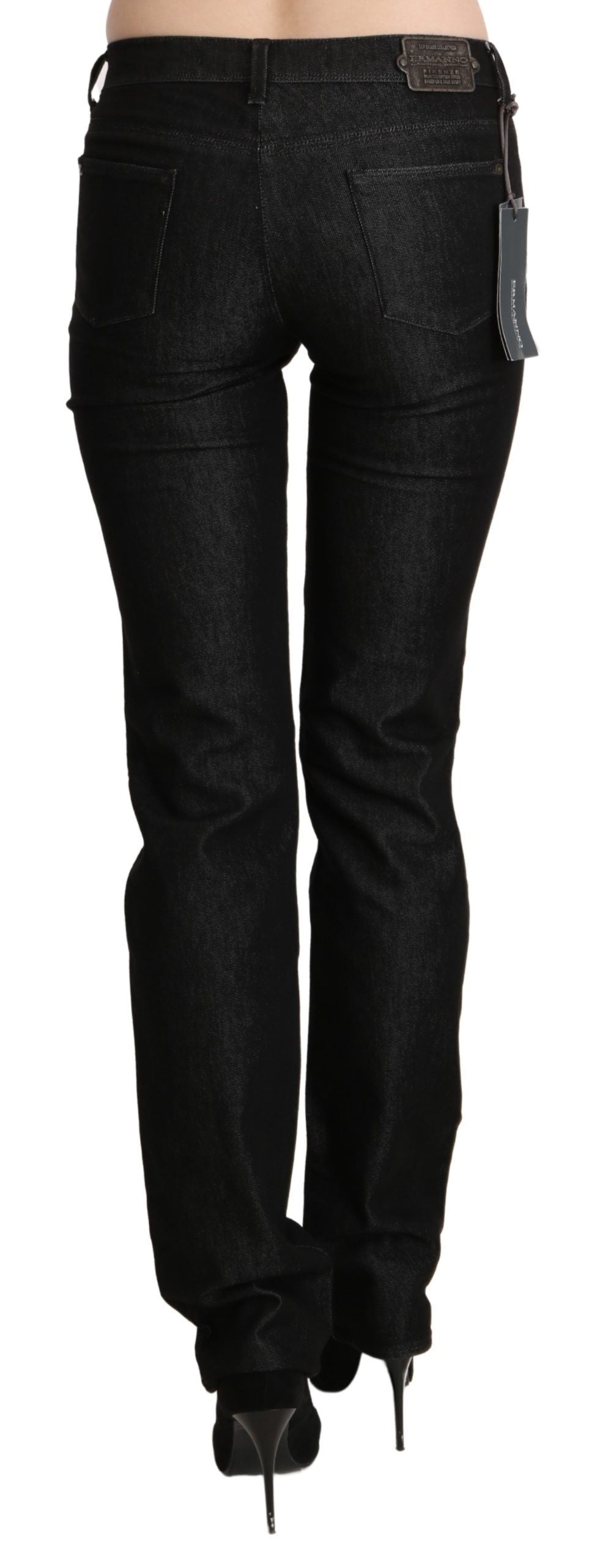 Pantalon en jean slim et skinny noir taille mi-hauteur d'Ermanno Scervino