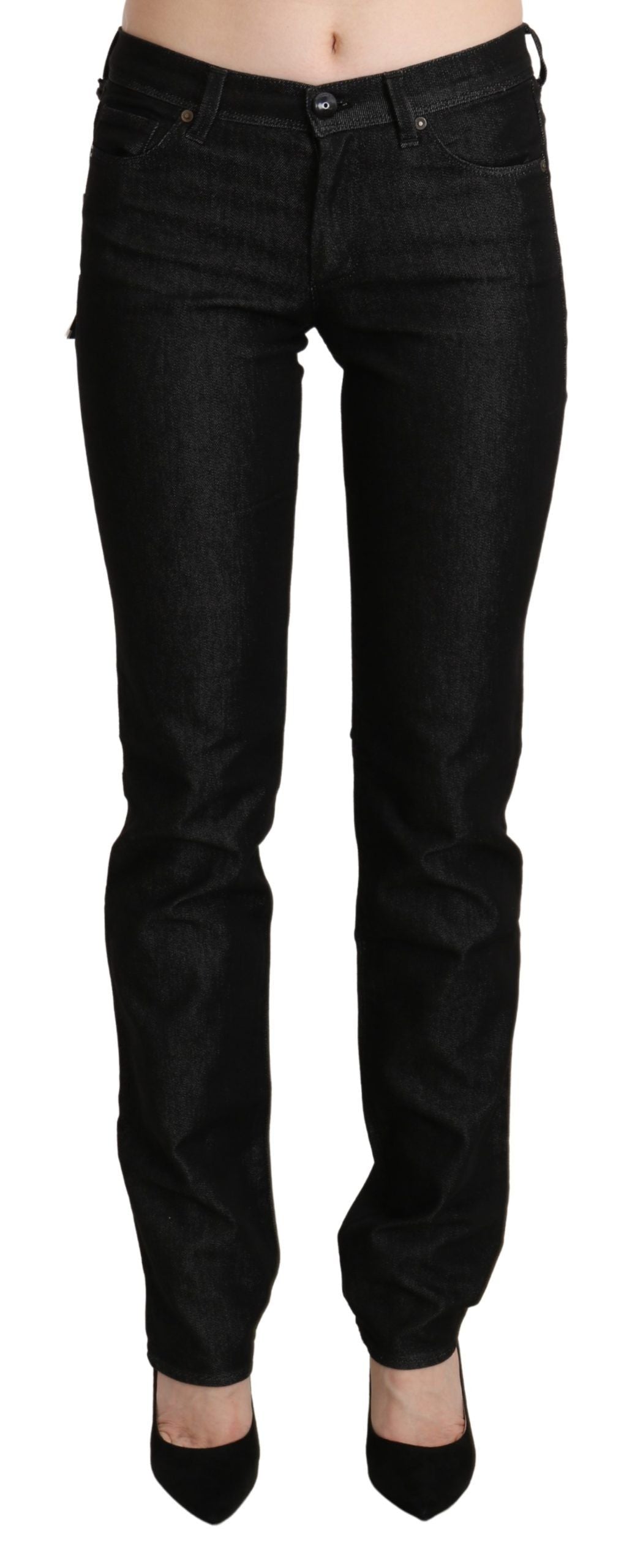 Pantalon en jean slim et skinny noir taille mi-hauteur d'Ermanno Scervino