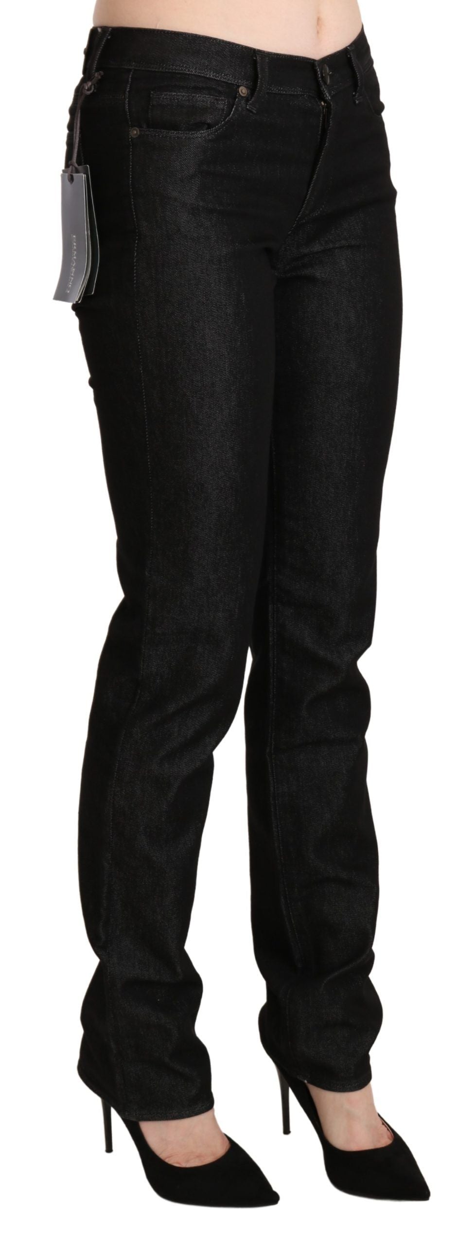 Pantalon en jean slim et skinny noir taille mi-hauteur d'Ermanno Scervino