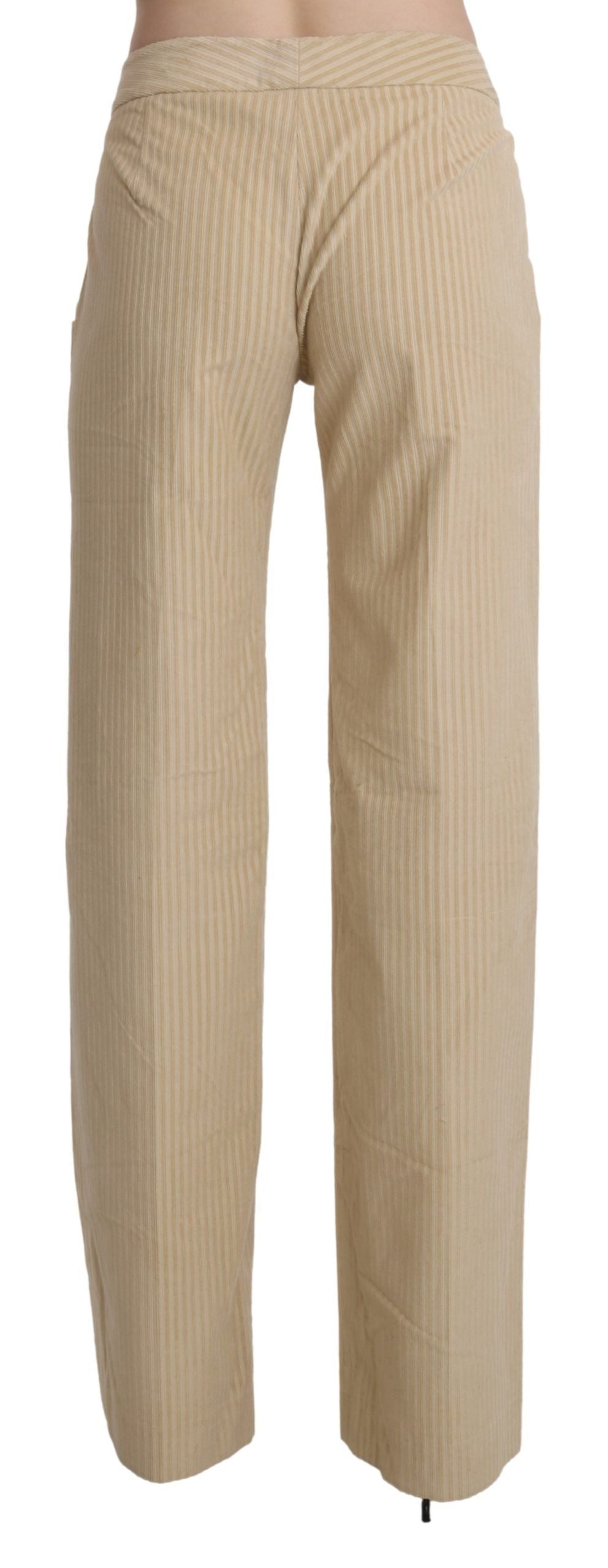 Pantalon taille haute, jambes évasées et larges, couleur beige, Ermanno Scervino.