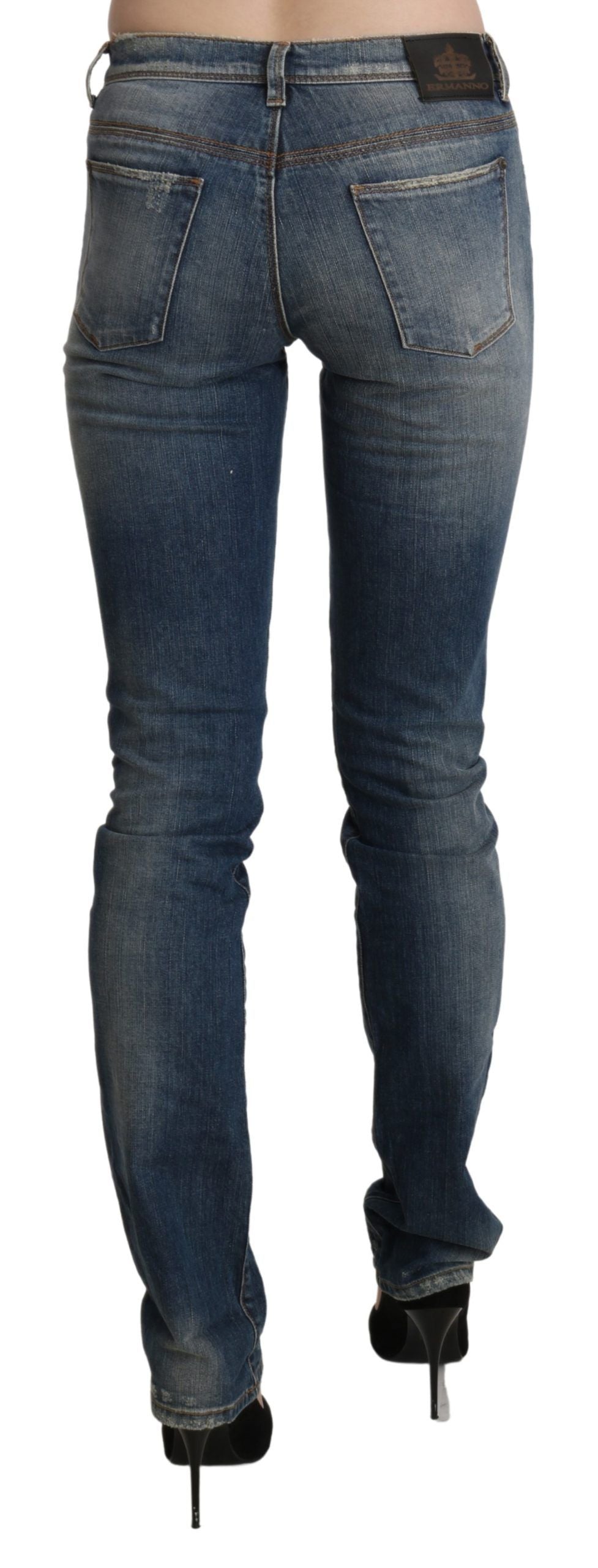 Jean skinny taille mi-hauteur en jean bleu délavé d'Ermanno Scervino