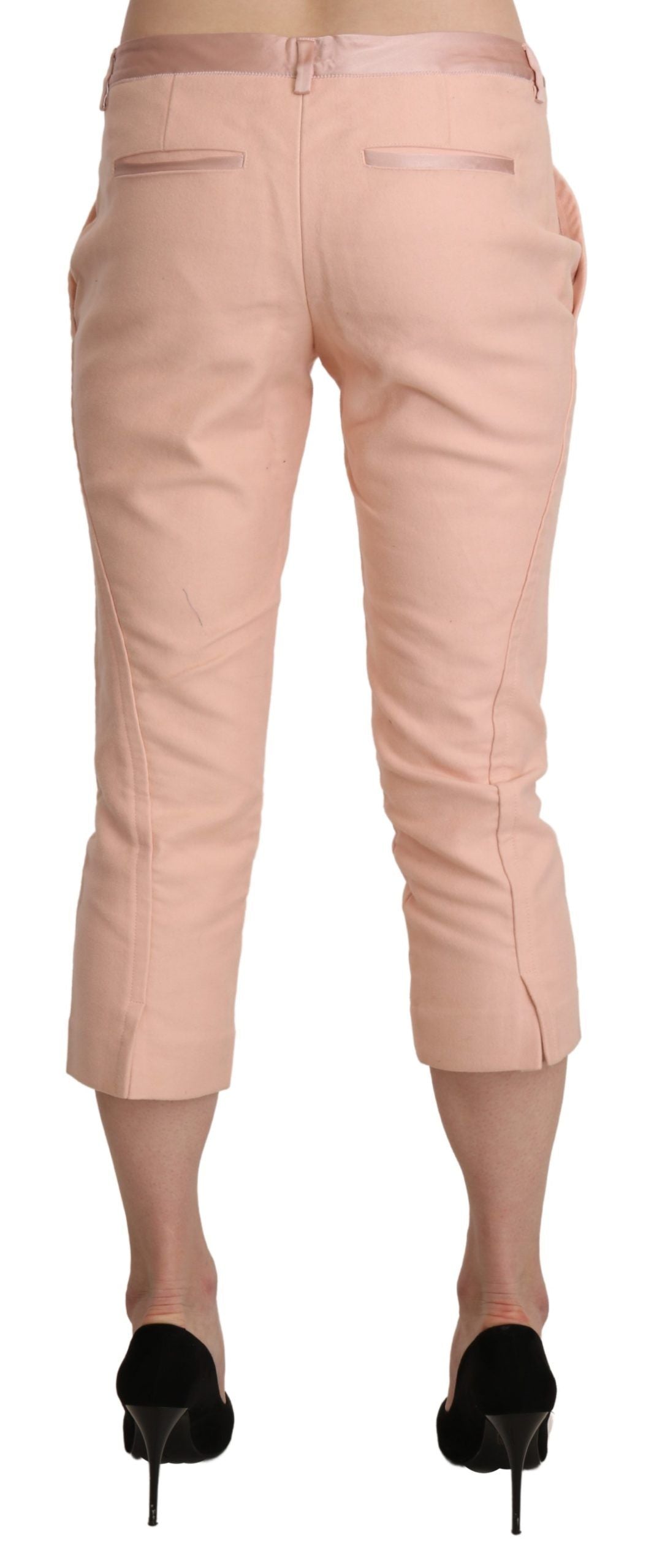 Ermanno Scervino Roze, strakke, cropped capri broek met lage taille