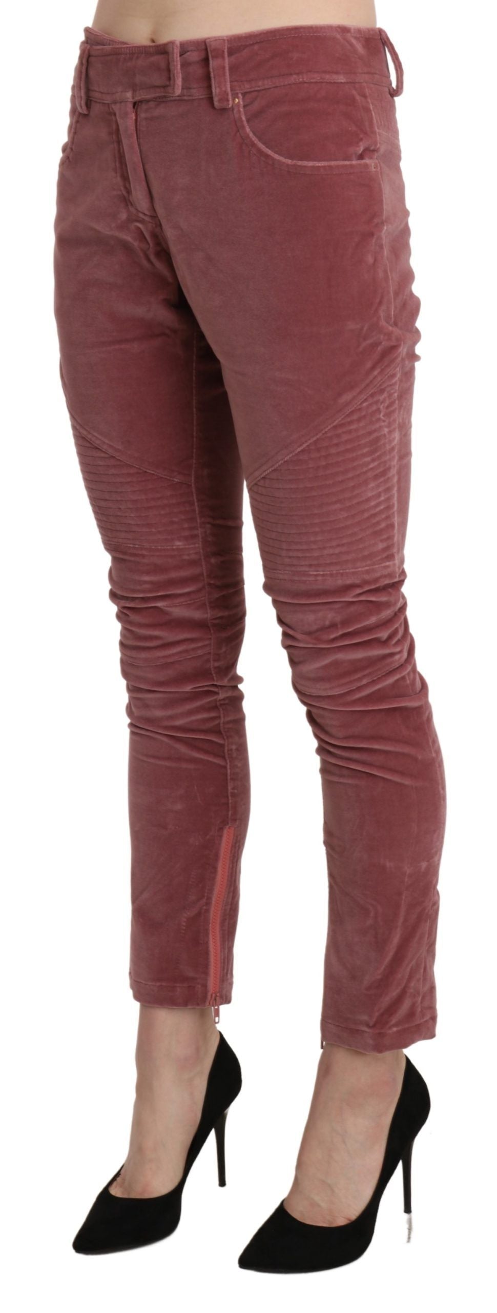 Ermanno Scervino rode, smalle katoenen broek met middelhoge taille