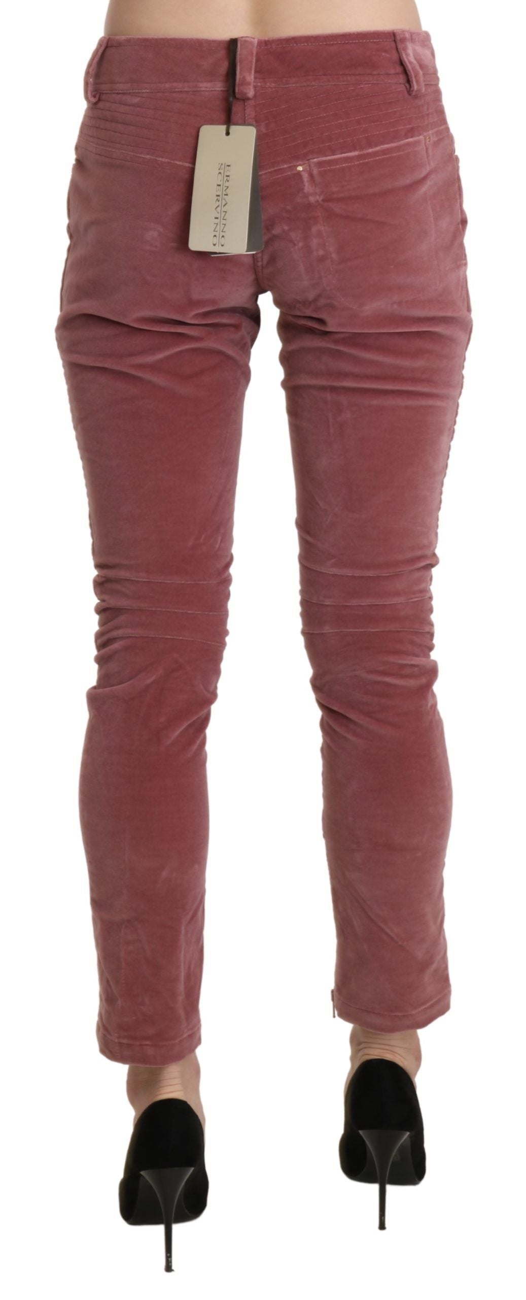 Ermanno Scervino rode, smalle katoenen broek met middelhoge taille