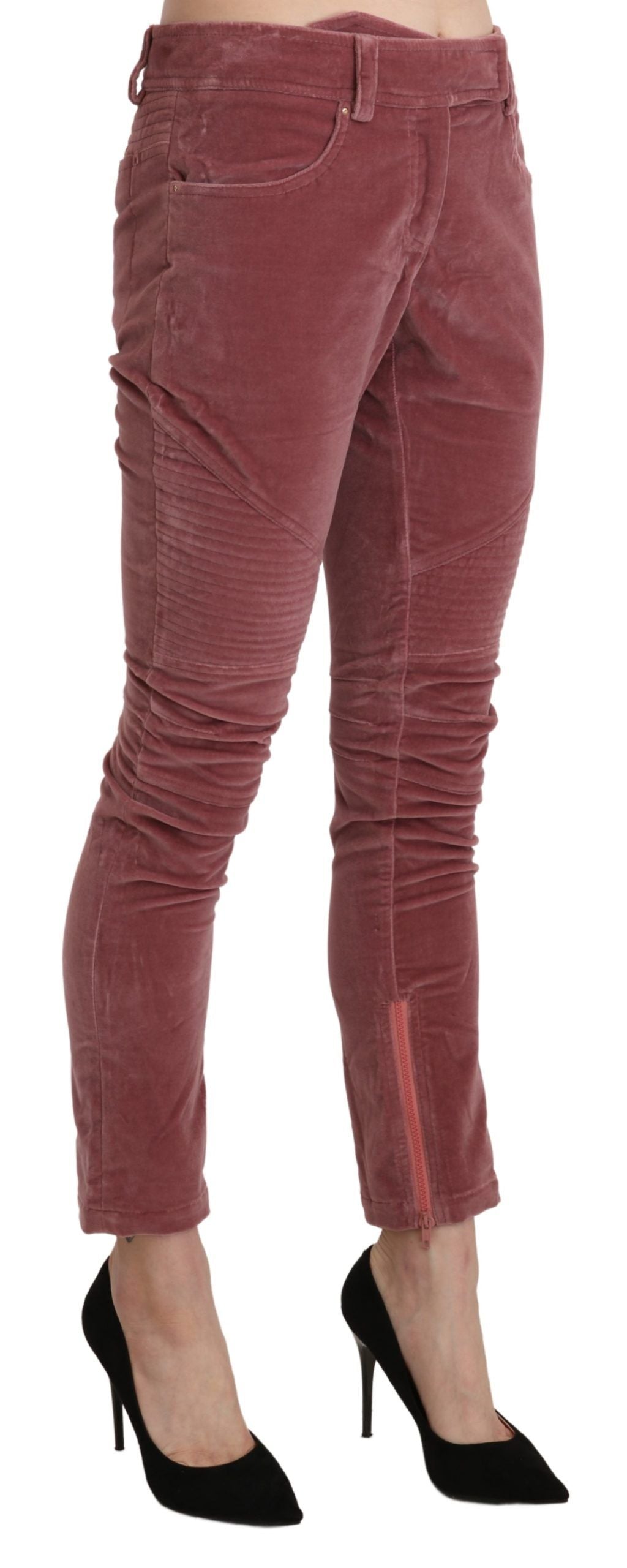 Ermanno Scervino rode, smalle katoenen broek met middelhoge taille