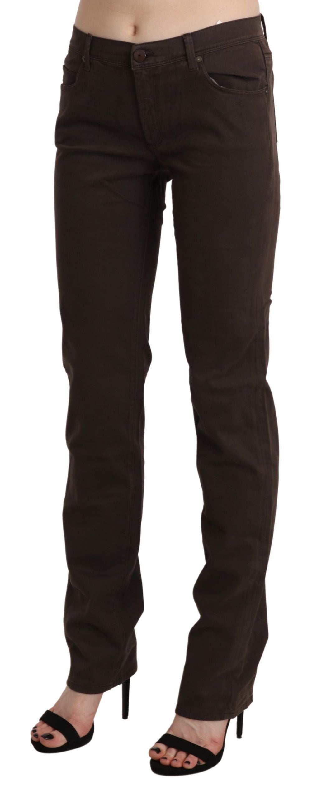 Jean slim en coton brun taille mi-hauteur Ermanno Scervino