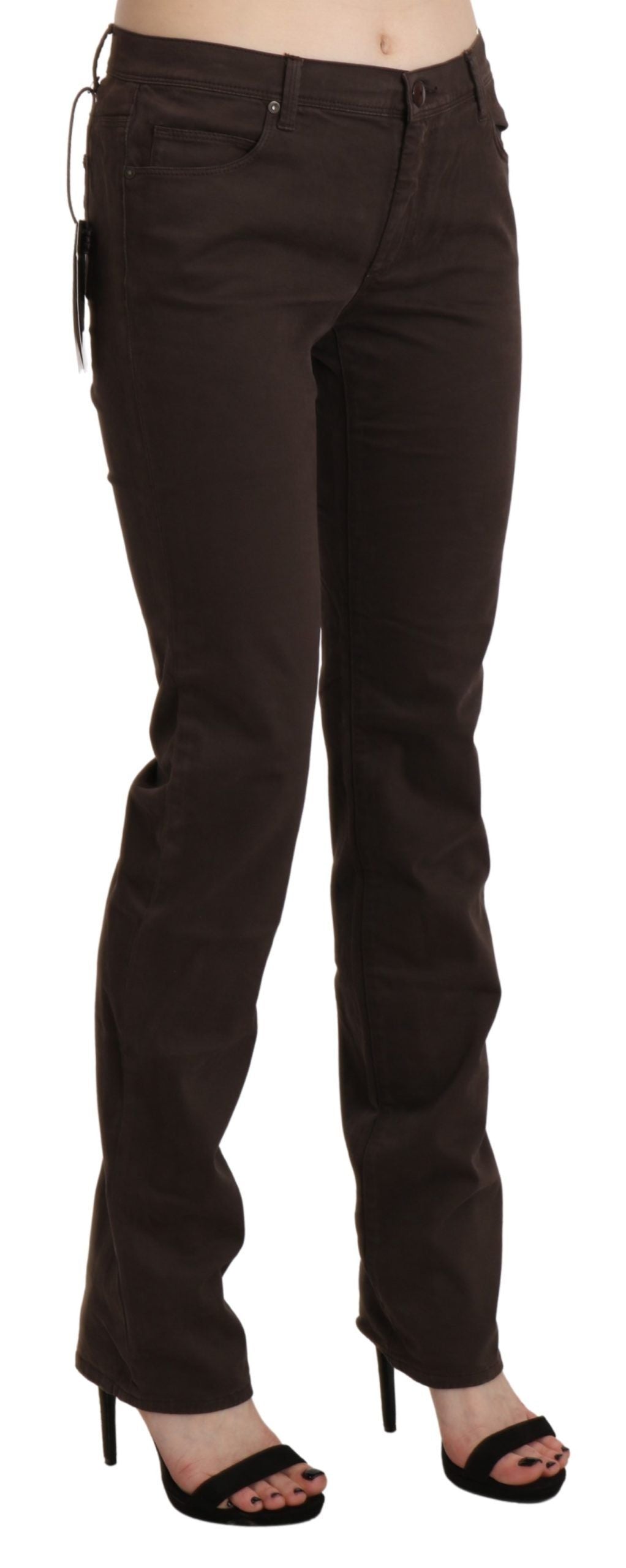 Jean slim en coton brun taille mi-hauteur Ermanno Scervino