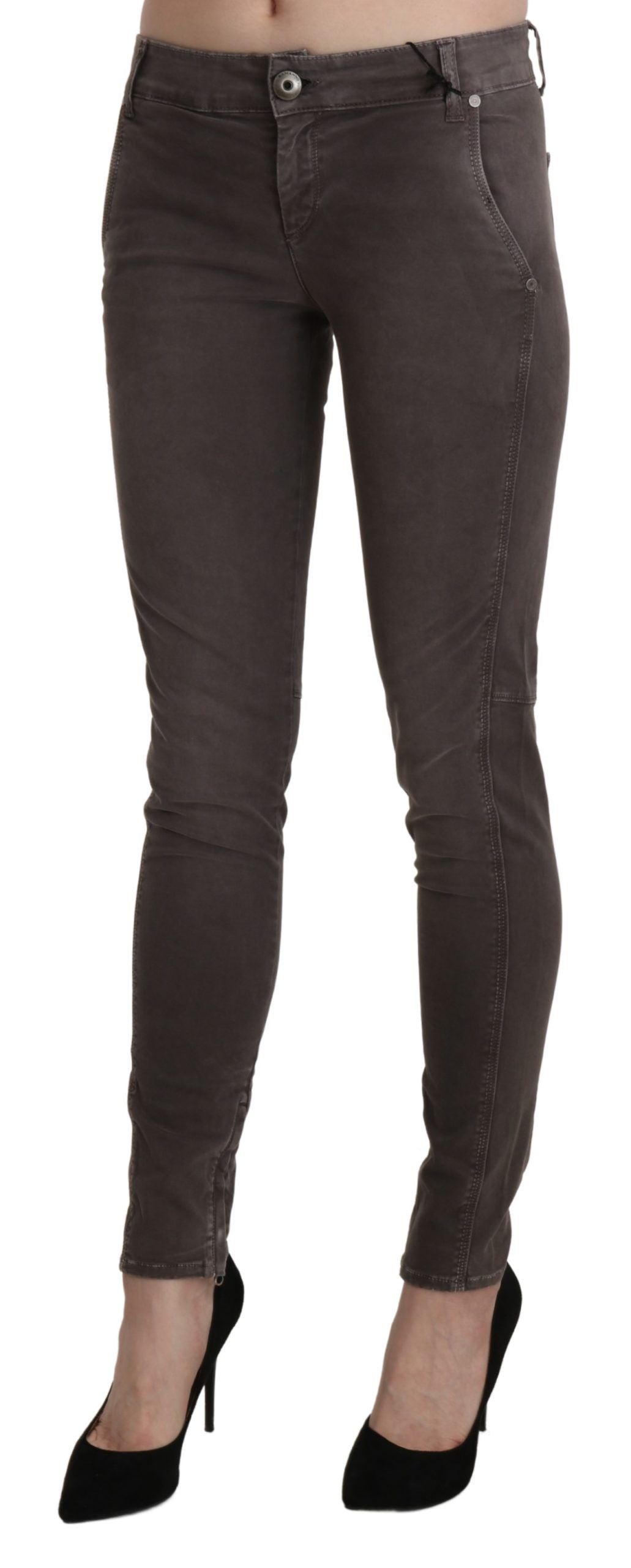 Jean slim taille basse en coton brun Ermanno Scervino