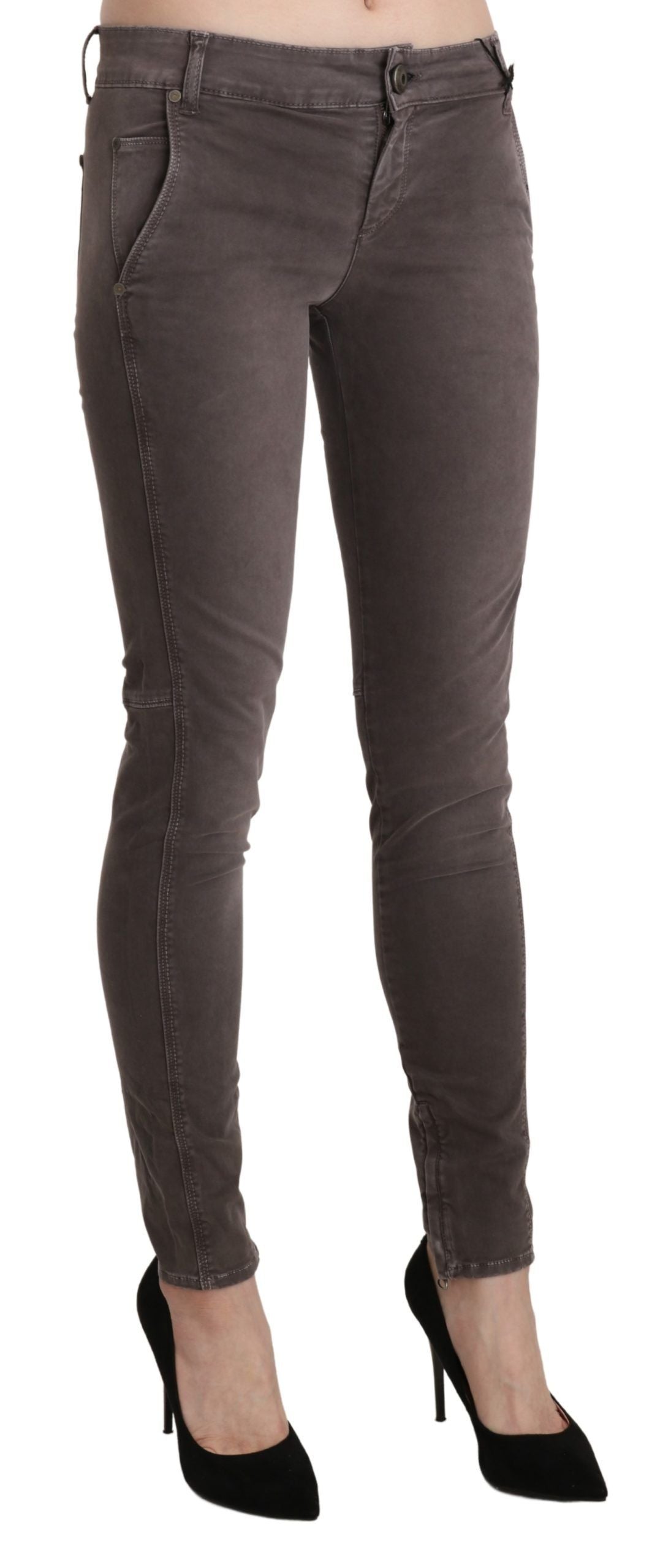 Jean slim taille basse en coton brun Ermanno Scervino