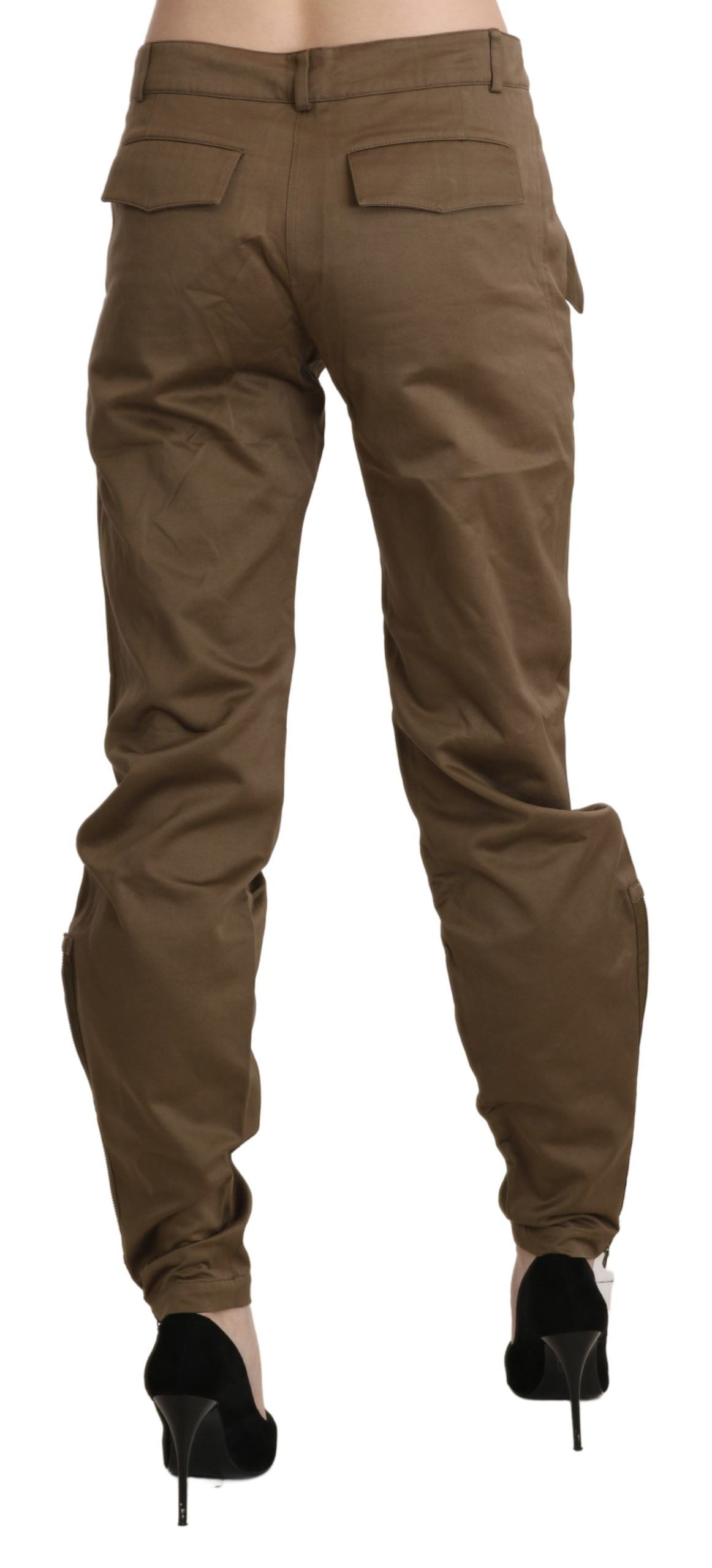 Ermanno Scervino Bruine, rechte katoenen broek met middelhoge taille