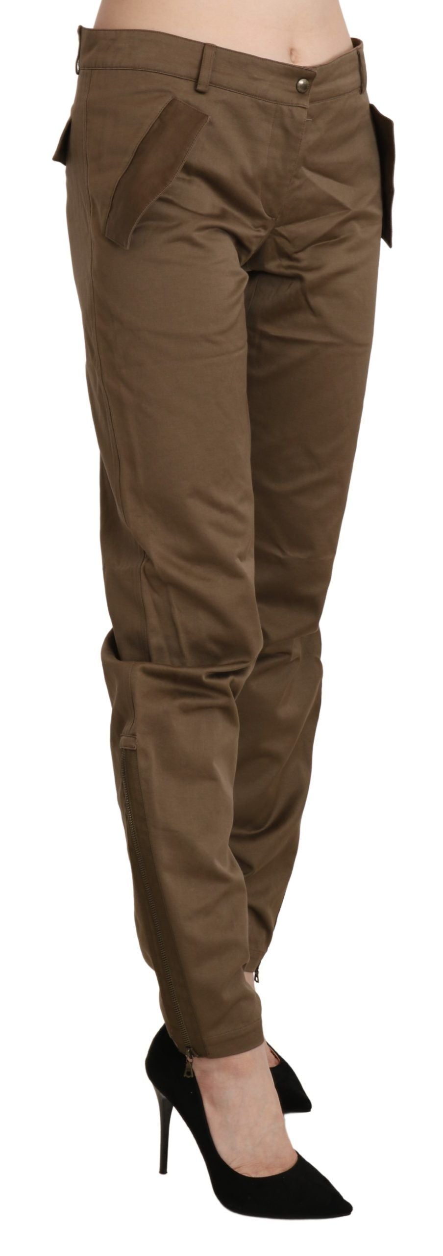 Ermanno Scervino Bruine, rechte katoenen broek met middelhoge taille