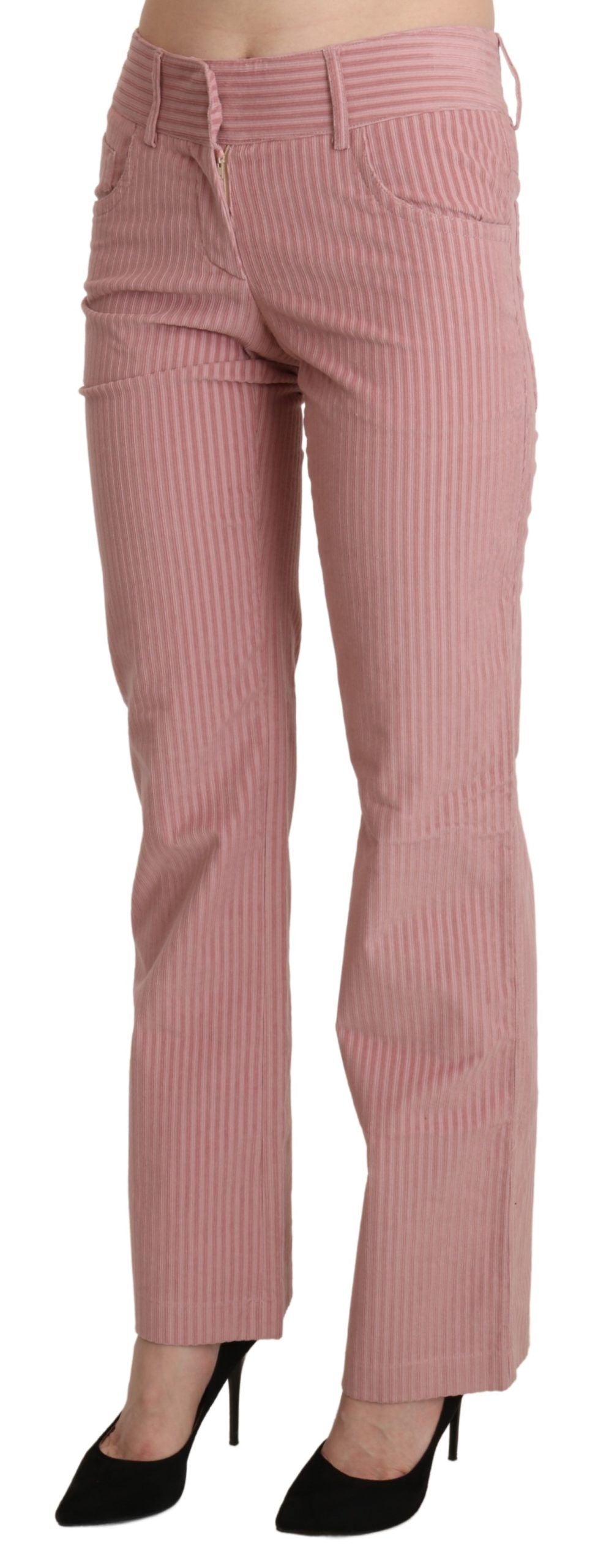 Pantalon en coton droit rose taille mi-hauteur Ermanno Scervino
