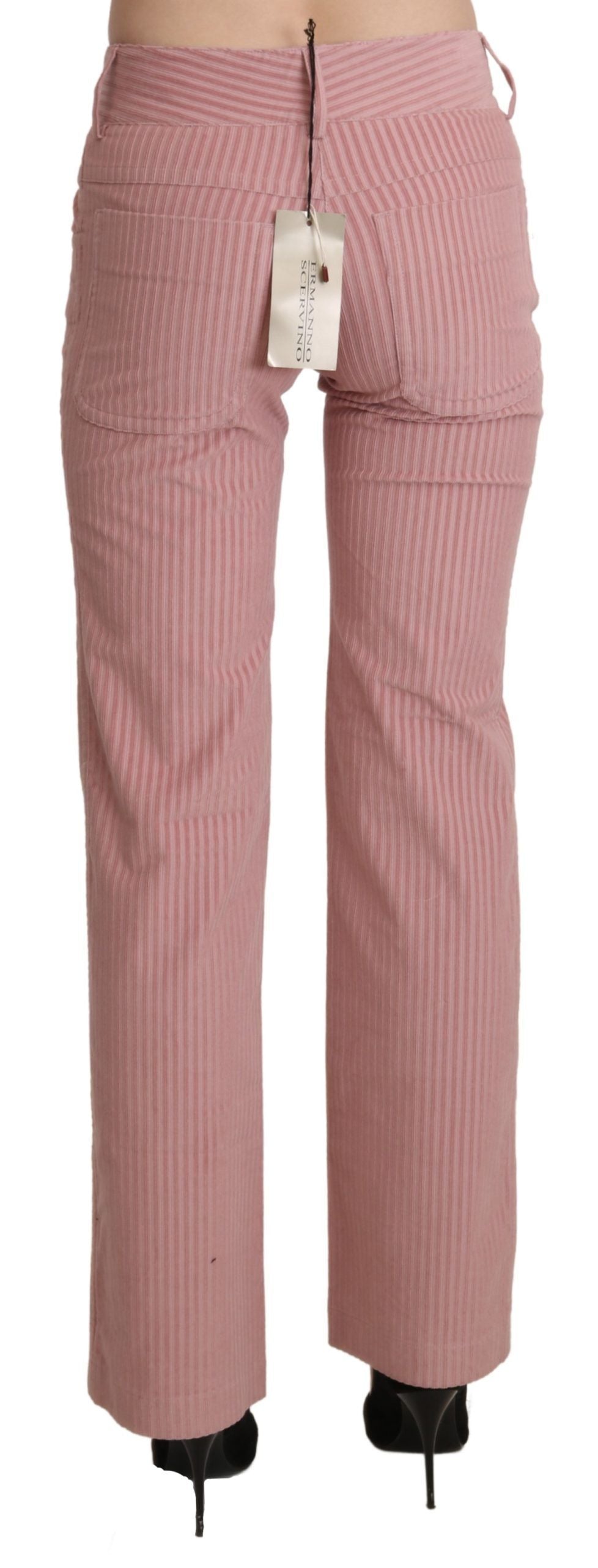 Pantalon en coton droit rose taille mi-hauteur Ermanno Scervino