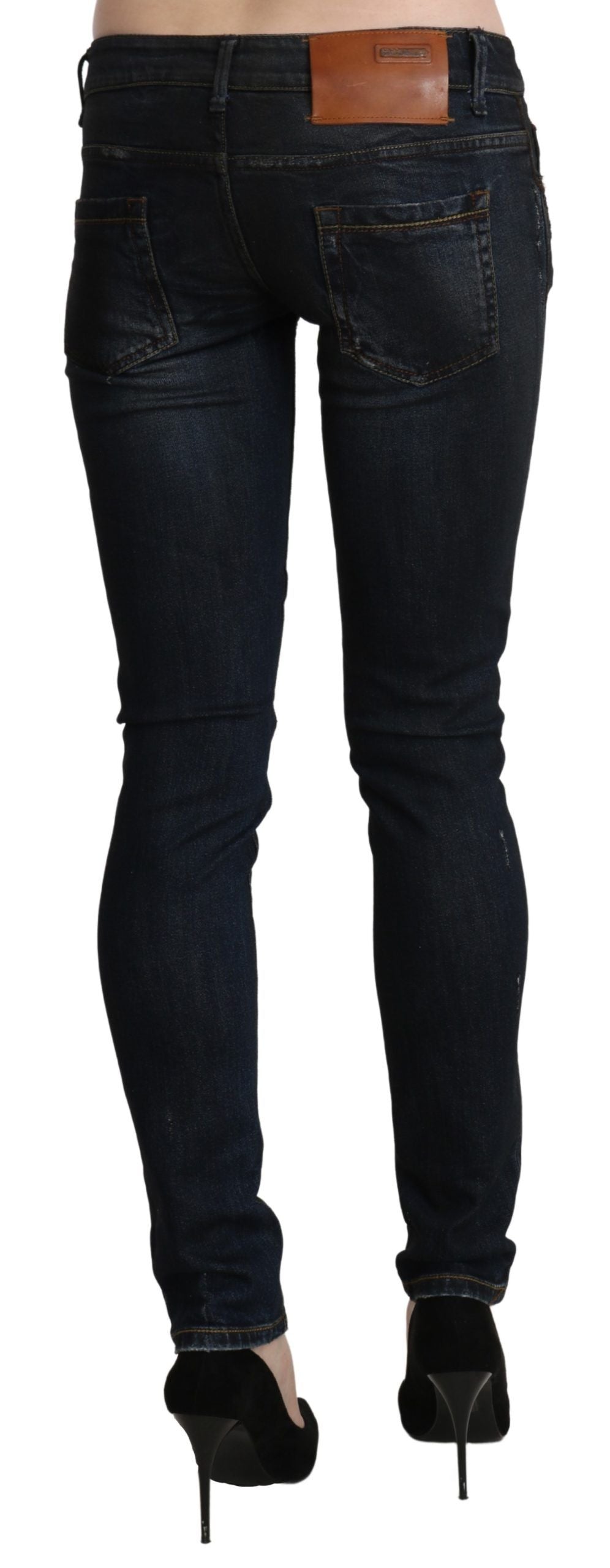 Pantalon slim en jean skinny taille basse, bleu délavé, Acht.