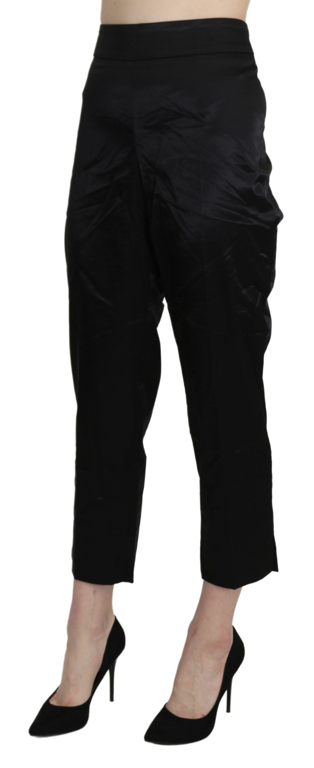 Pantalon-joggings taille haute, droit et court, noir de BENCIVENGA