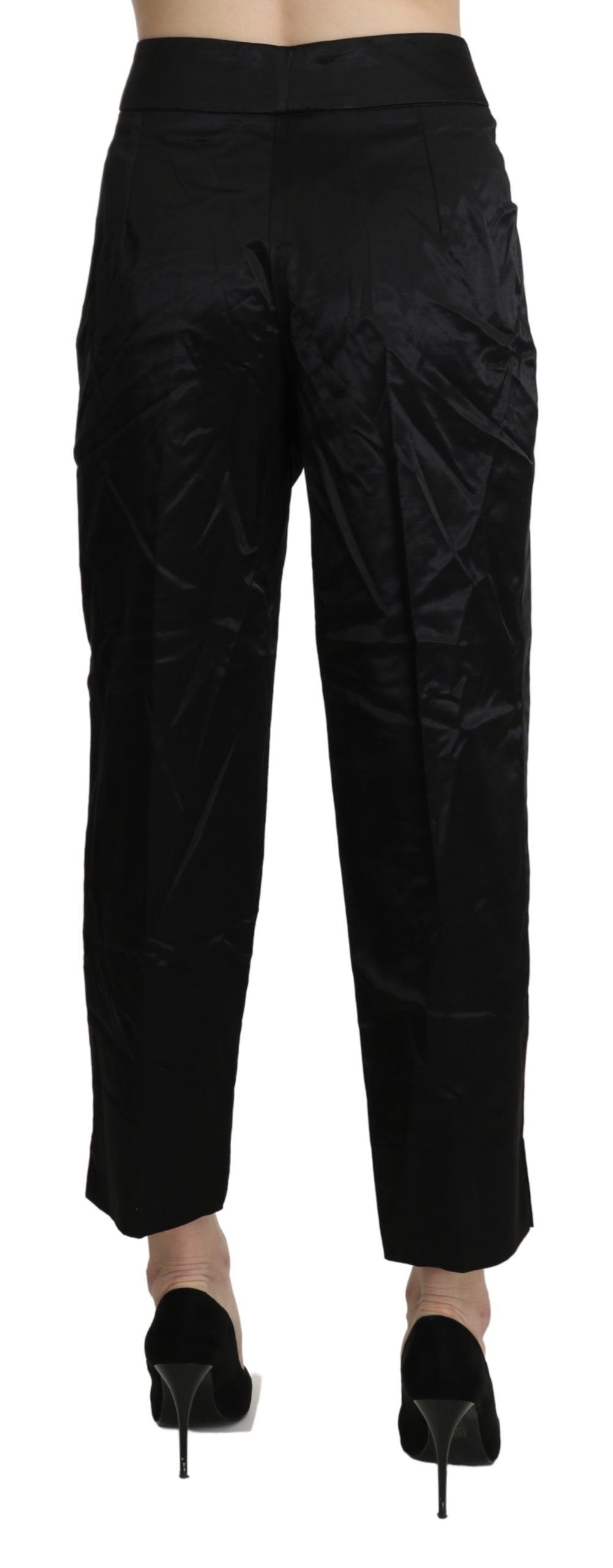 Pantalon-joggings taille haute, droit et court, noir de BENCIVENGA
