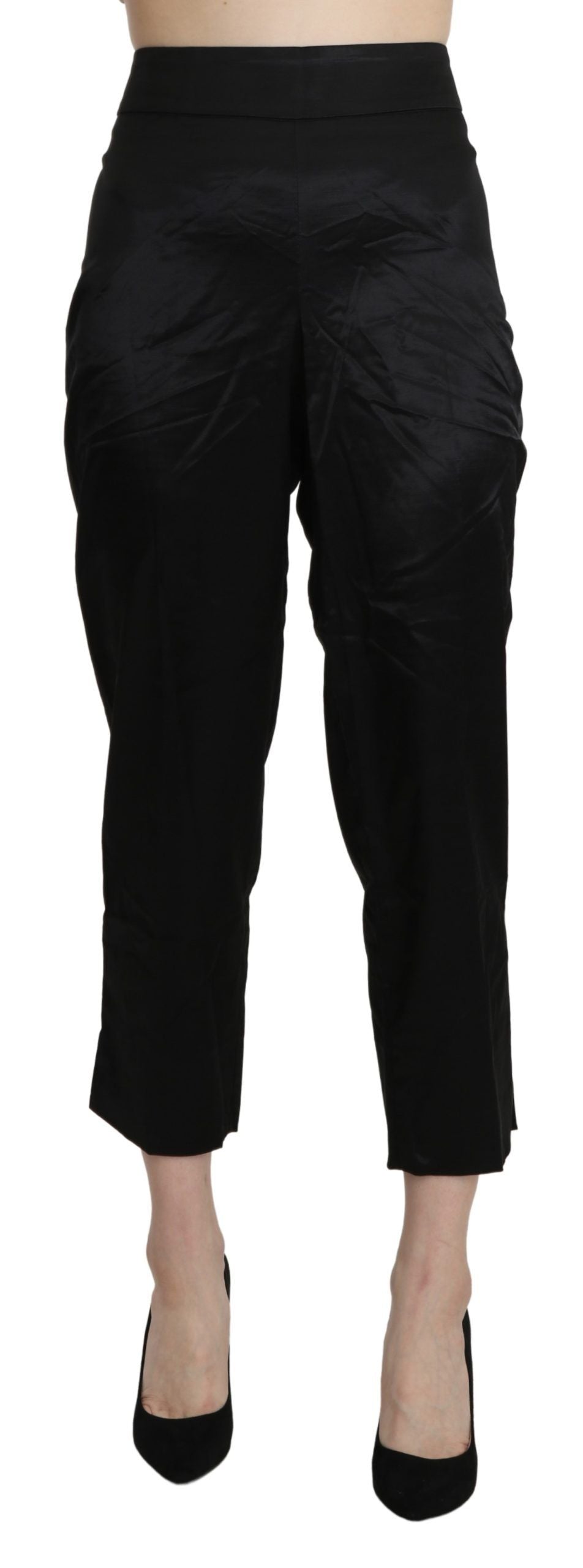 Pantalon-joggings taille haute, droit et court, noir de BENCIVENGA