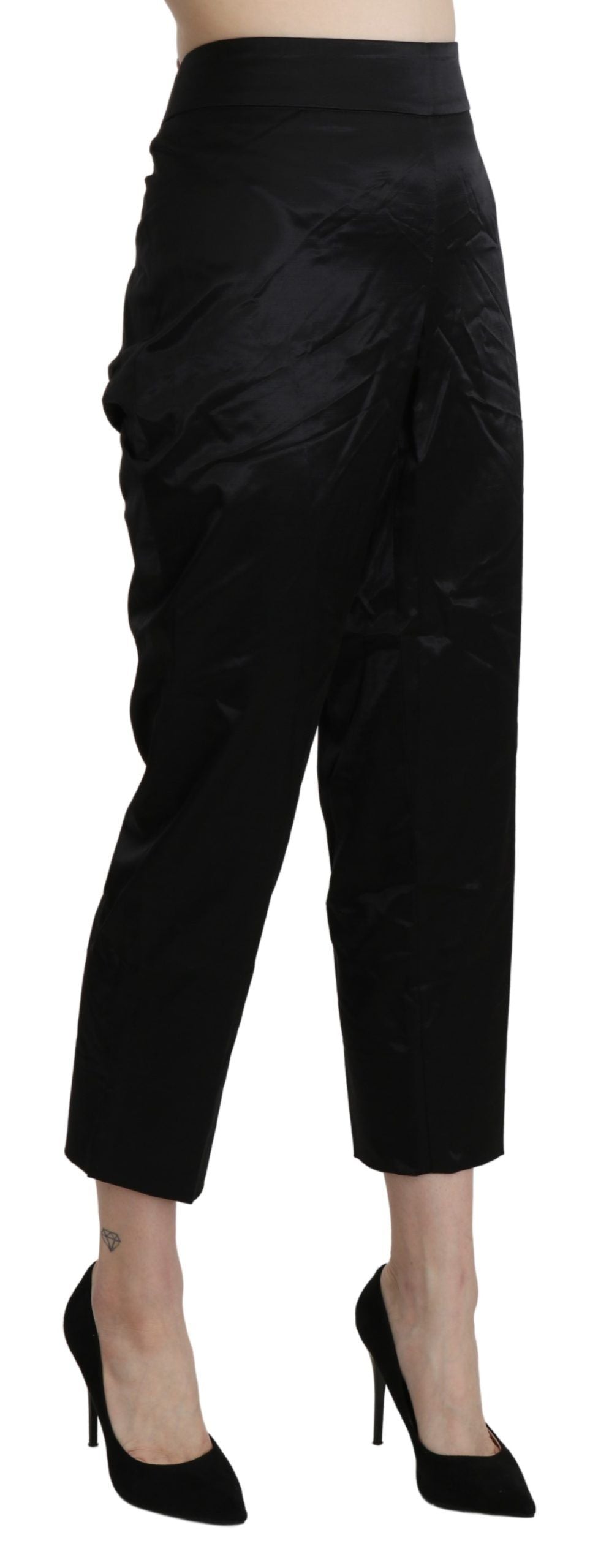 Pantalon-joggings taille haute, droit et court, noir de BENCIVENGA