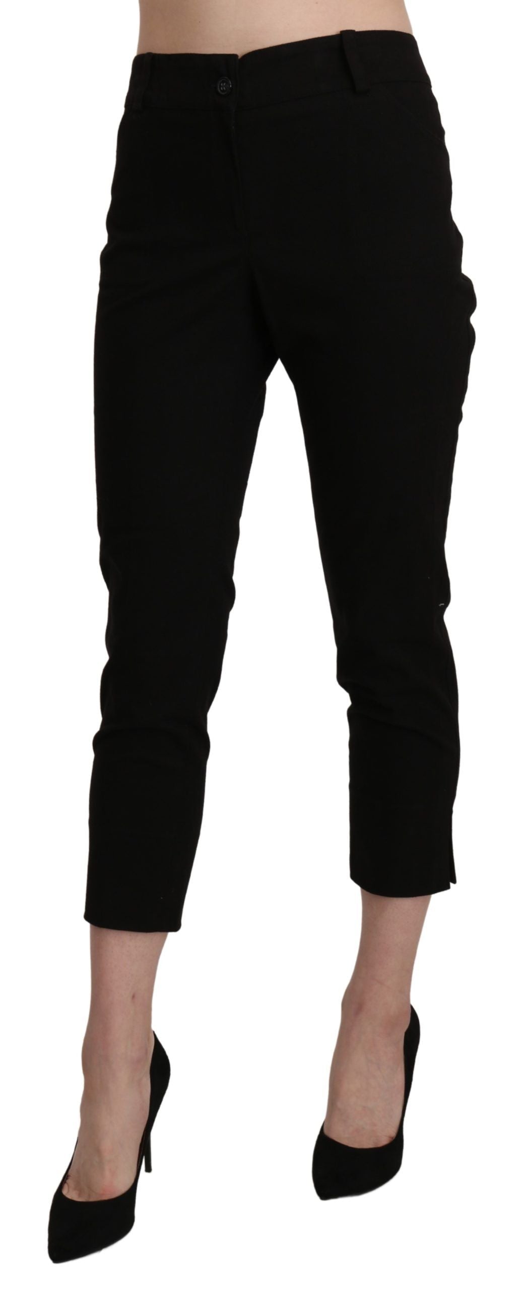 Pantalon-joggings taille haute, coupe skinny et courte, noir, BENCIVENGA