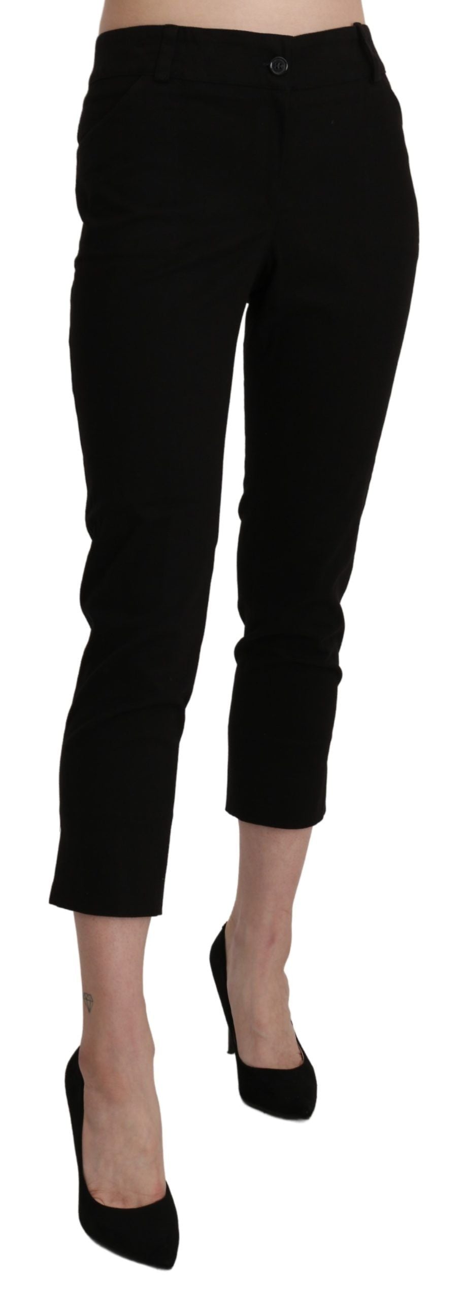 Pantalon-joggings taille haute, coupe skinny et courte, noir, BENCIVENGA