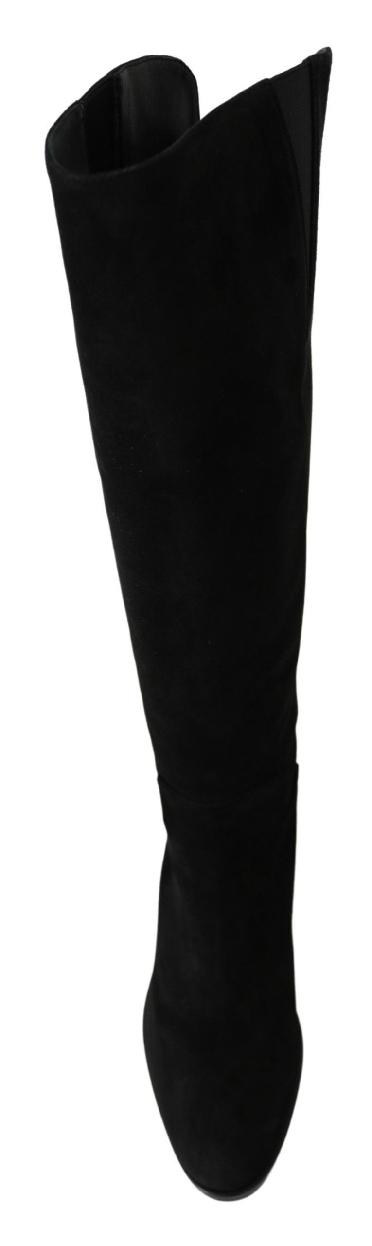 Bottines plates en daim noir montant au genou Dolce & Gabbana