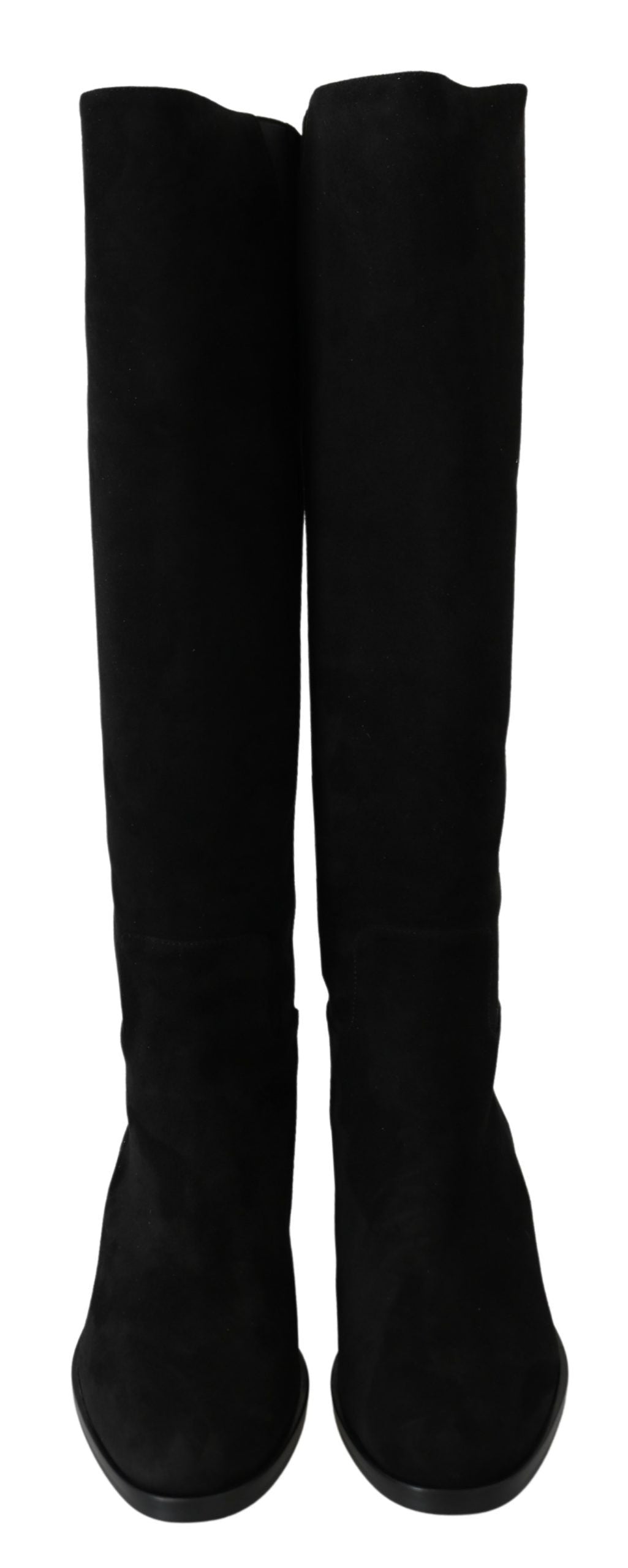 Bottines plates en daim noir montant au genou Dolce & Gabbana