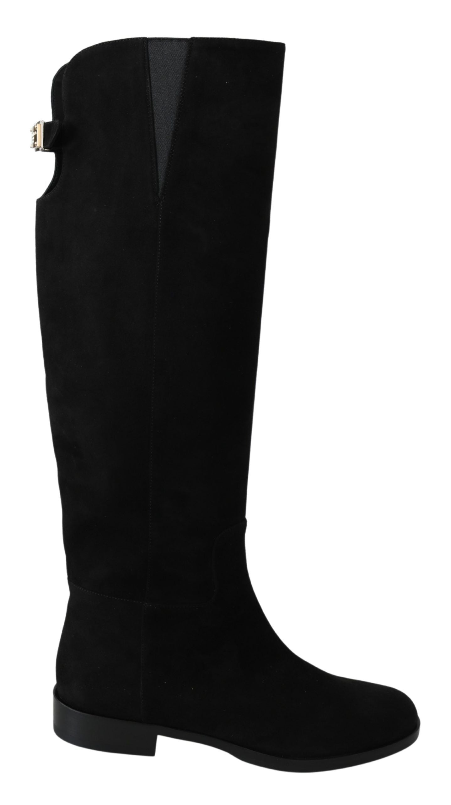 Bottines plates en daim noir montant au genou Dolce & Gabbana