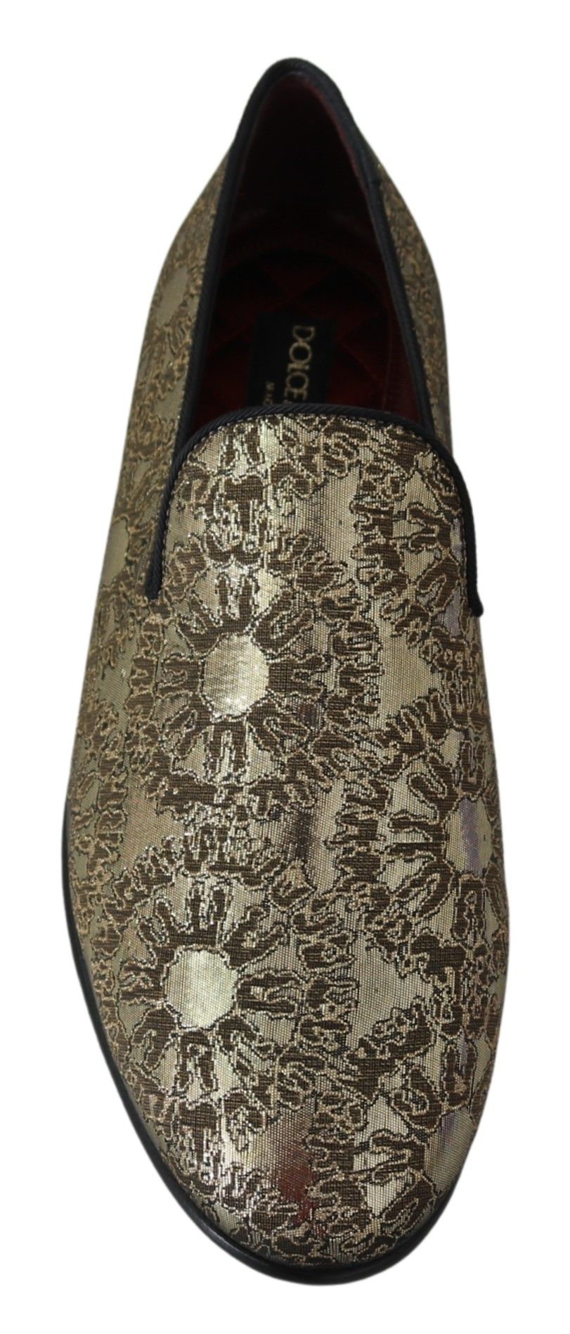 Boutures plates en jacquard doré Dolce & Gabbana, chaussures mocassins pour homme.