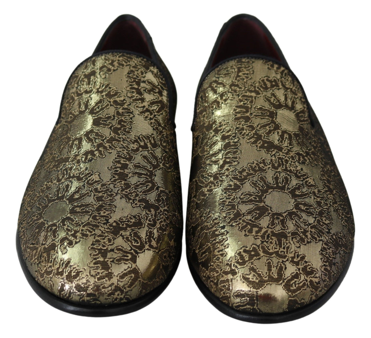 Boutures plates en jacquard doré Dolce & Gabbana, chaussures mocassins pour homme.
