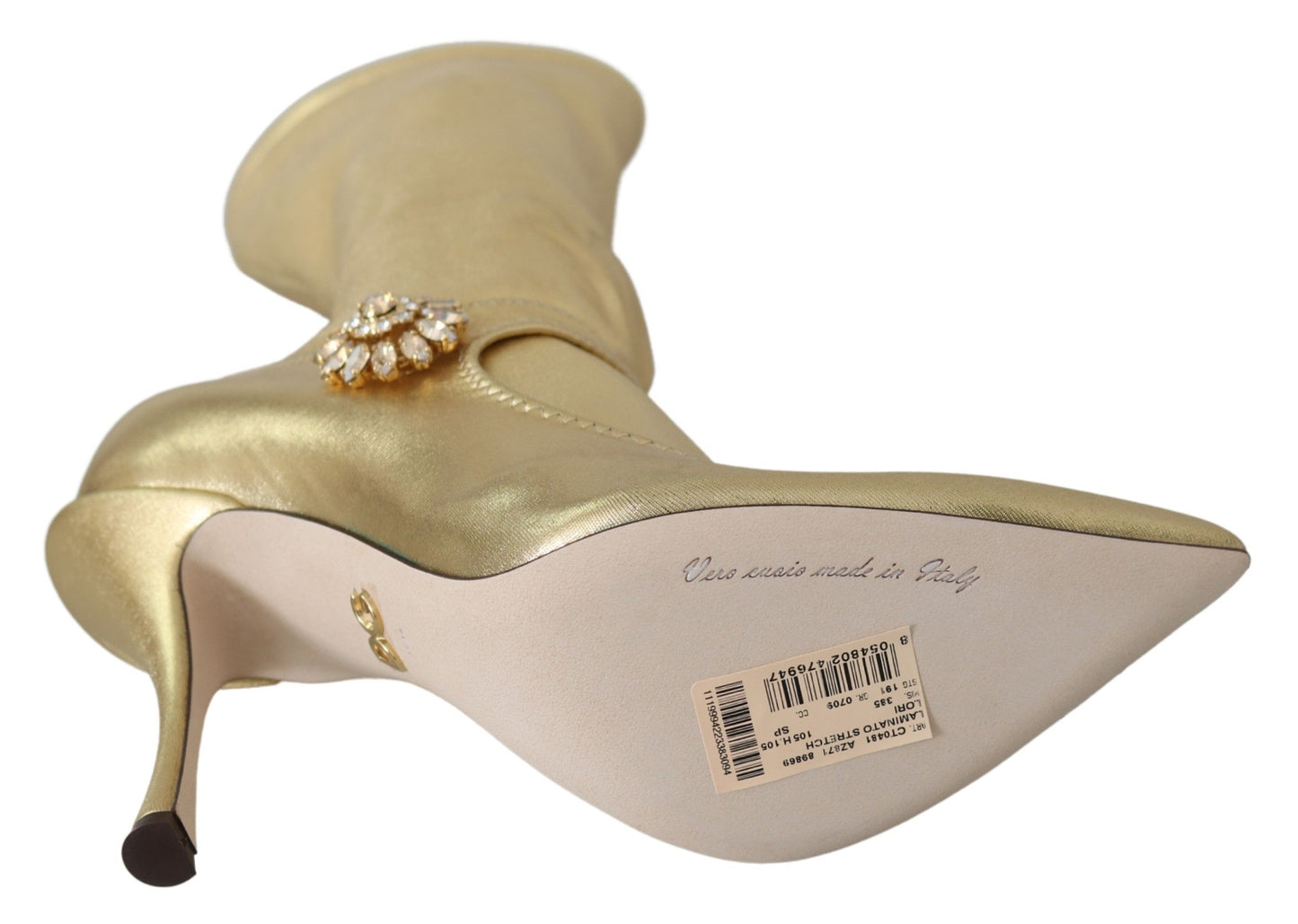 Escarpins compensés à lacets Dolce & Gabbana en cuir avec strass dorés