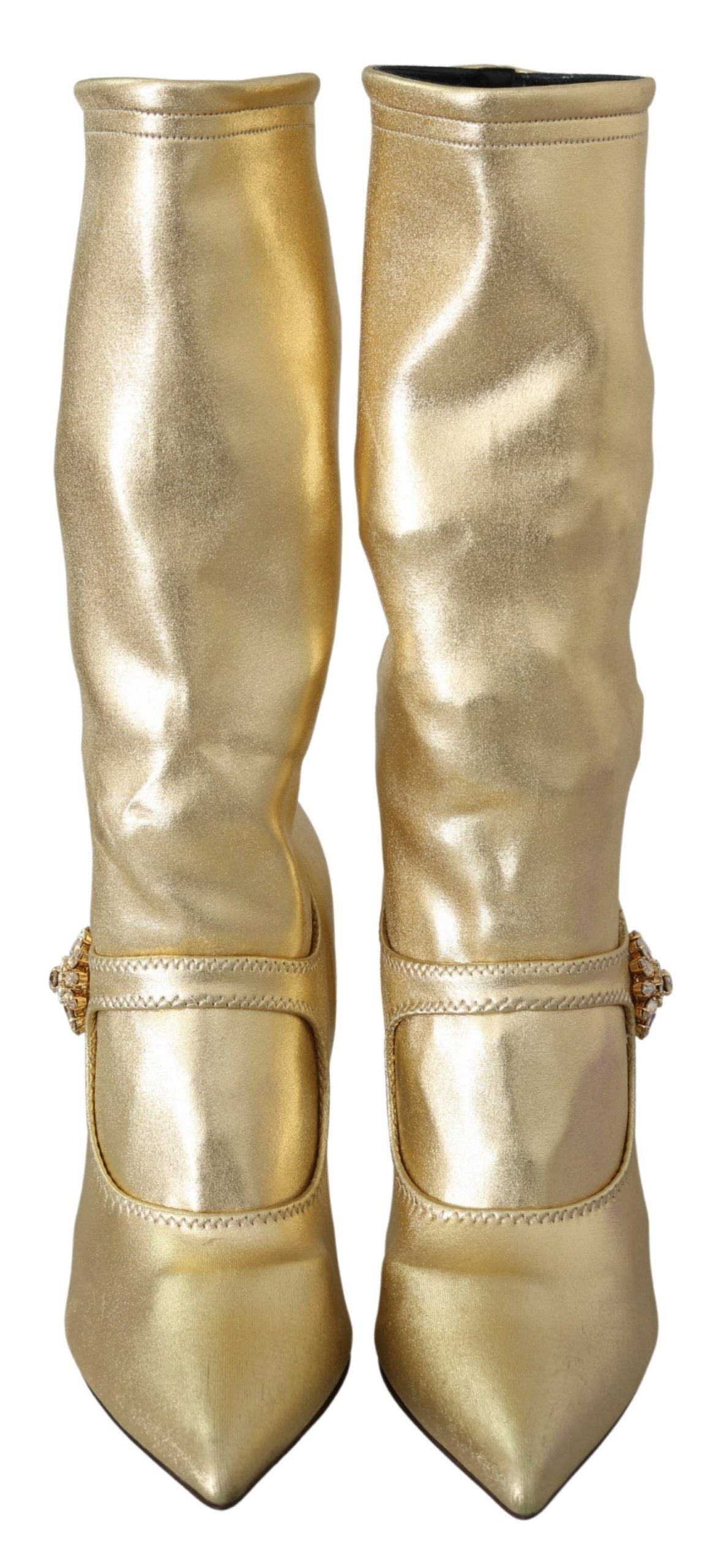 Escarpins compensés à lacets Dolce & Gabbana en cuir avec strass dorés
