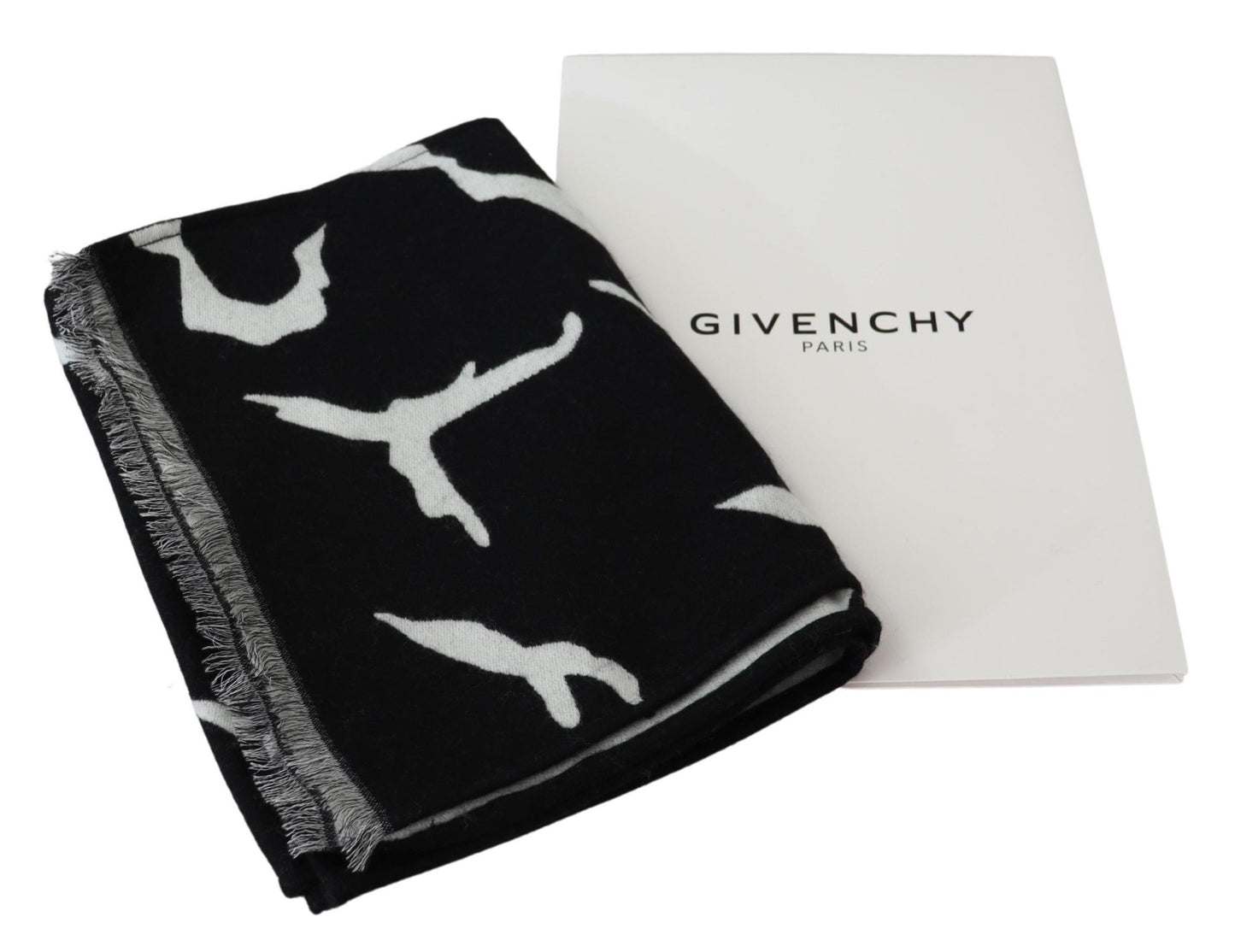 Givenchy Zwart Wit Wollen Unisex Winter Warme Sjaal Omslagdoek