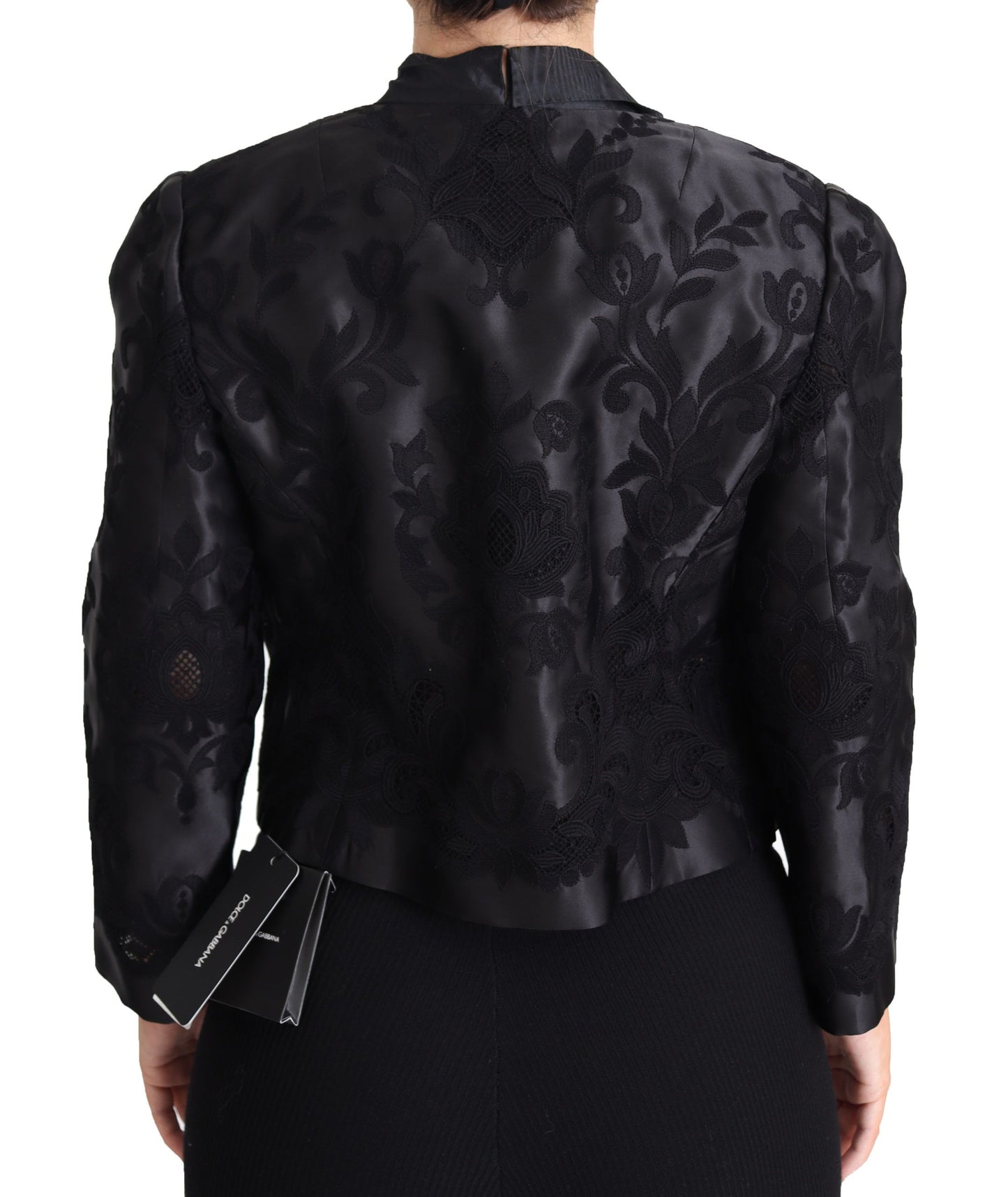 Dolce & Gabbana - Veste en soie d'organza, dentelle noire, effet corset, transparente