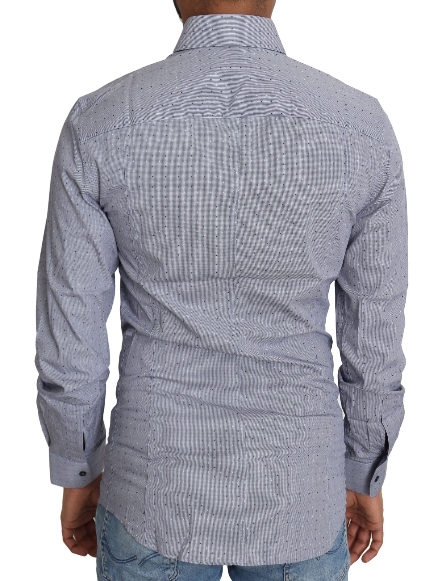 Chemise habillée SICILIA grise à pois, semi-ajustée, de Dolce & Gabbana