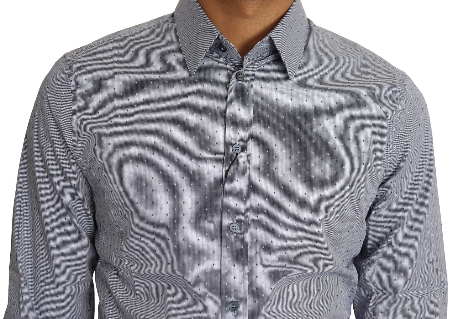Chemise habillée SICILIA grise à pois, semi-ajustée, de Dolce & Gabbana