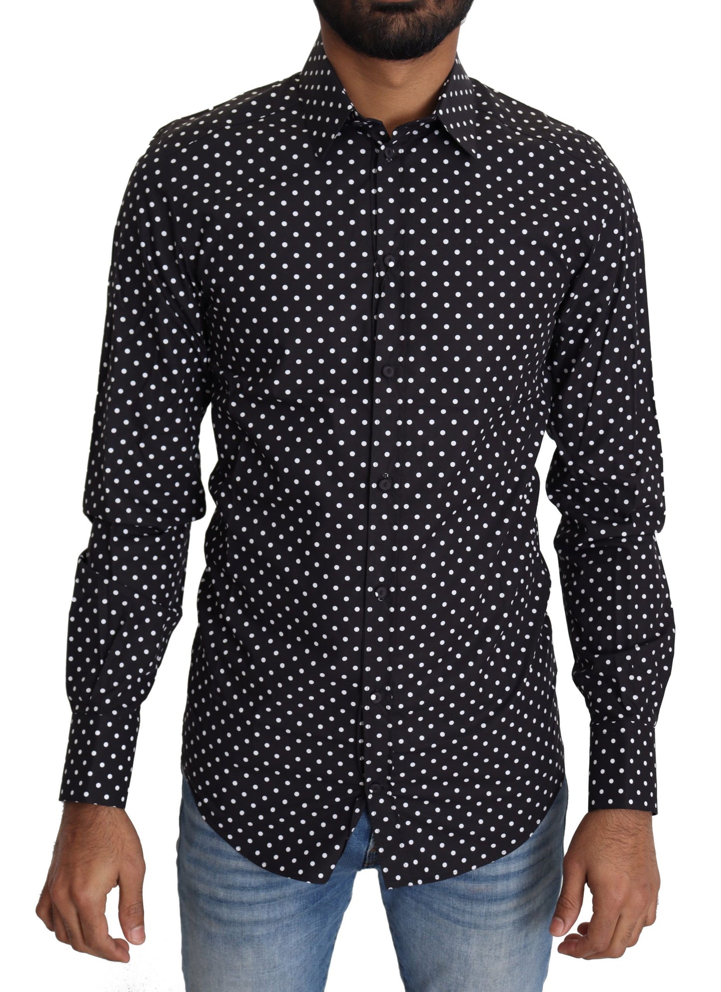 Chemise décontractée à pois noirs et blancs Dolce & Gabbana