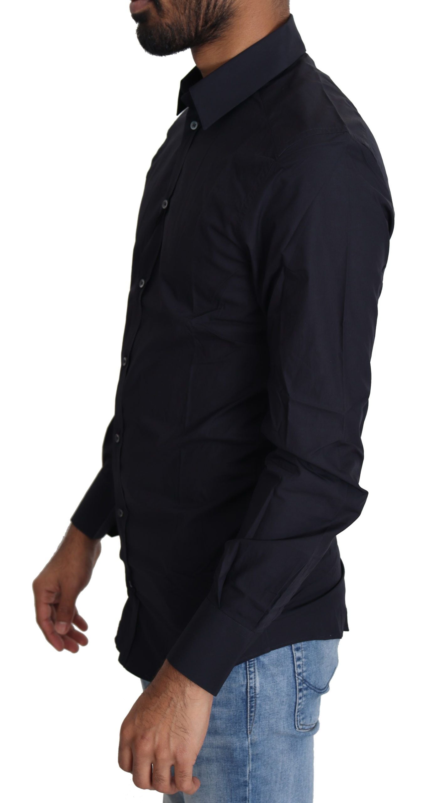 Chemise habillée en coton bleu marine de Dolce & Gabbana