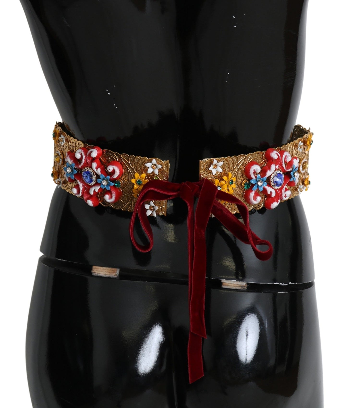 Ceinture large à fleurs et cristaux multicolores Dolce & Gabbana