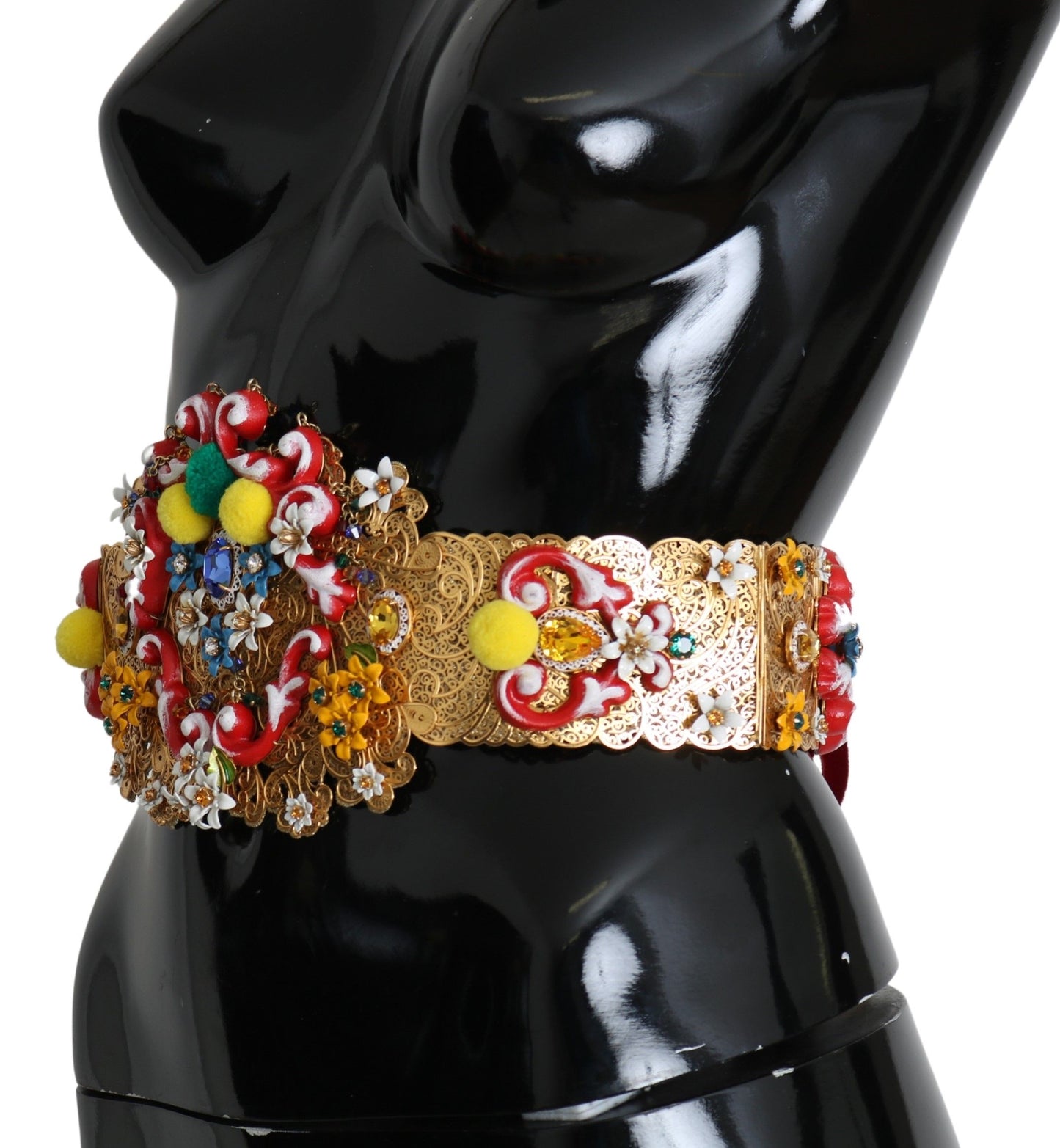 Ceinture large à fleurs et cristaux multicolores Dolce & Gabbana