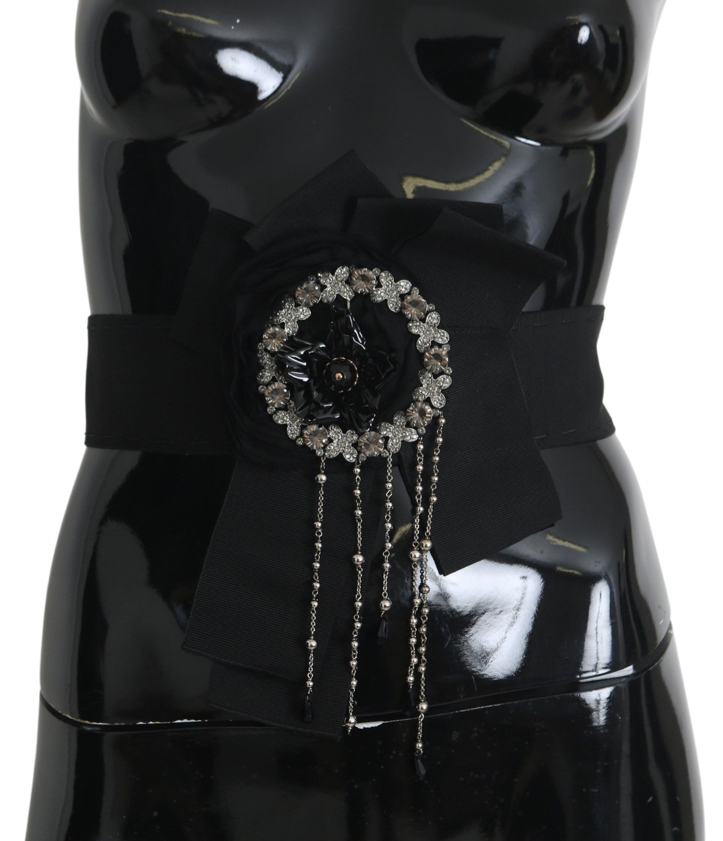Dolce & Gabbana Zwarte Kristallen Broche Brede Taille SATORIA Riem