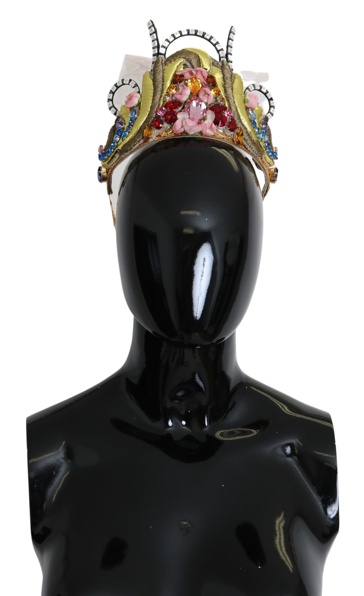 Dolce & Gabbana Gouden Messing Bloemen Kristallen LED-verlichting Kroon Tiara Diadeem