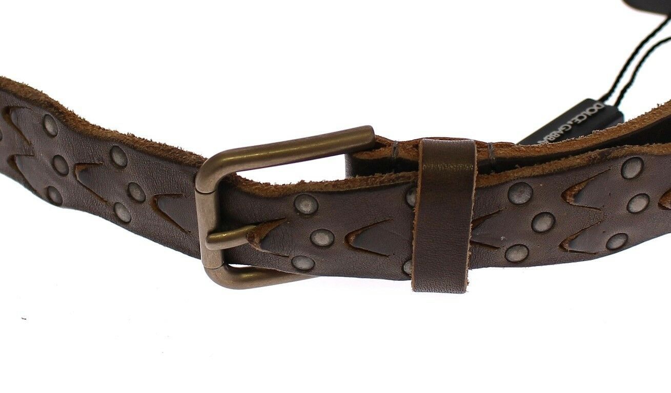 Dolce & Gabbana bruin lederen Cintura Gürtel riem met logo