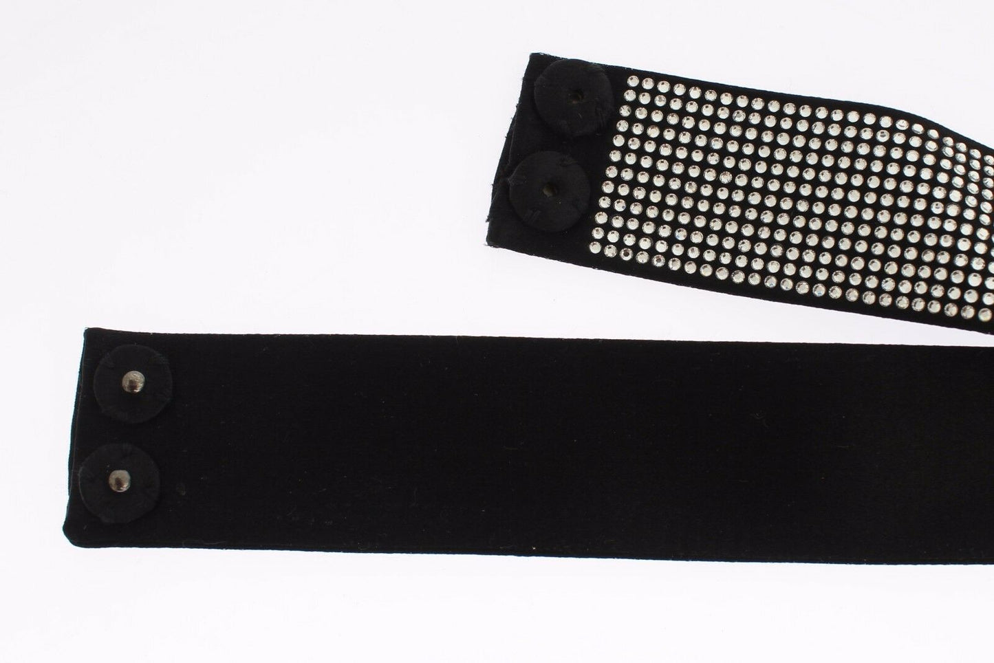 Ceinture en soie noire avec nœud en cristal transparent Dolce & Gabbana