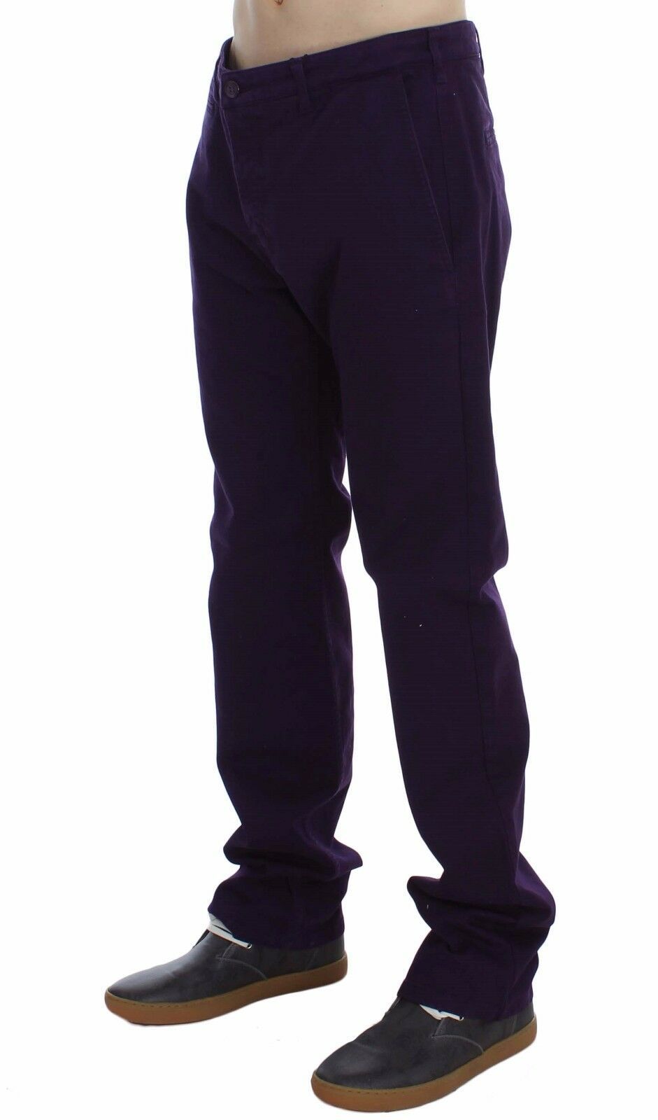 Pantalon violet ajusté en coton extensible GF Ferre