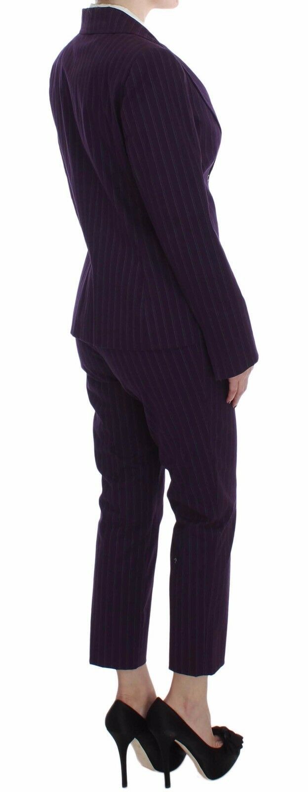 Ensemble tailleur-pantalon BENCIVENGA, veste et pantalon à rayures violettes, extensible.