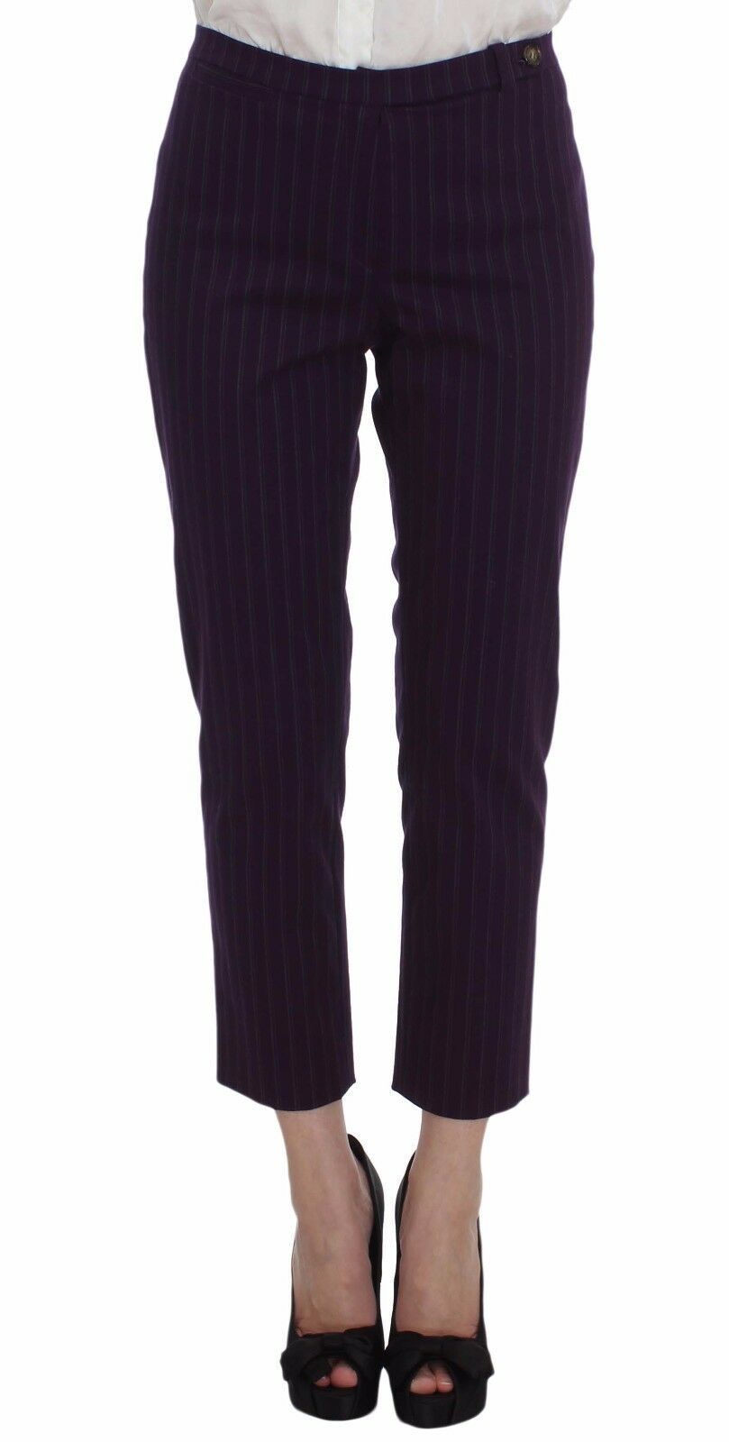 Ensemble tailleur-pantalon BENCIVENGA, veste et pantalon à rayures violettes, extensible.