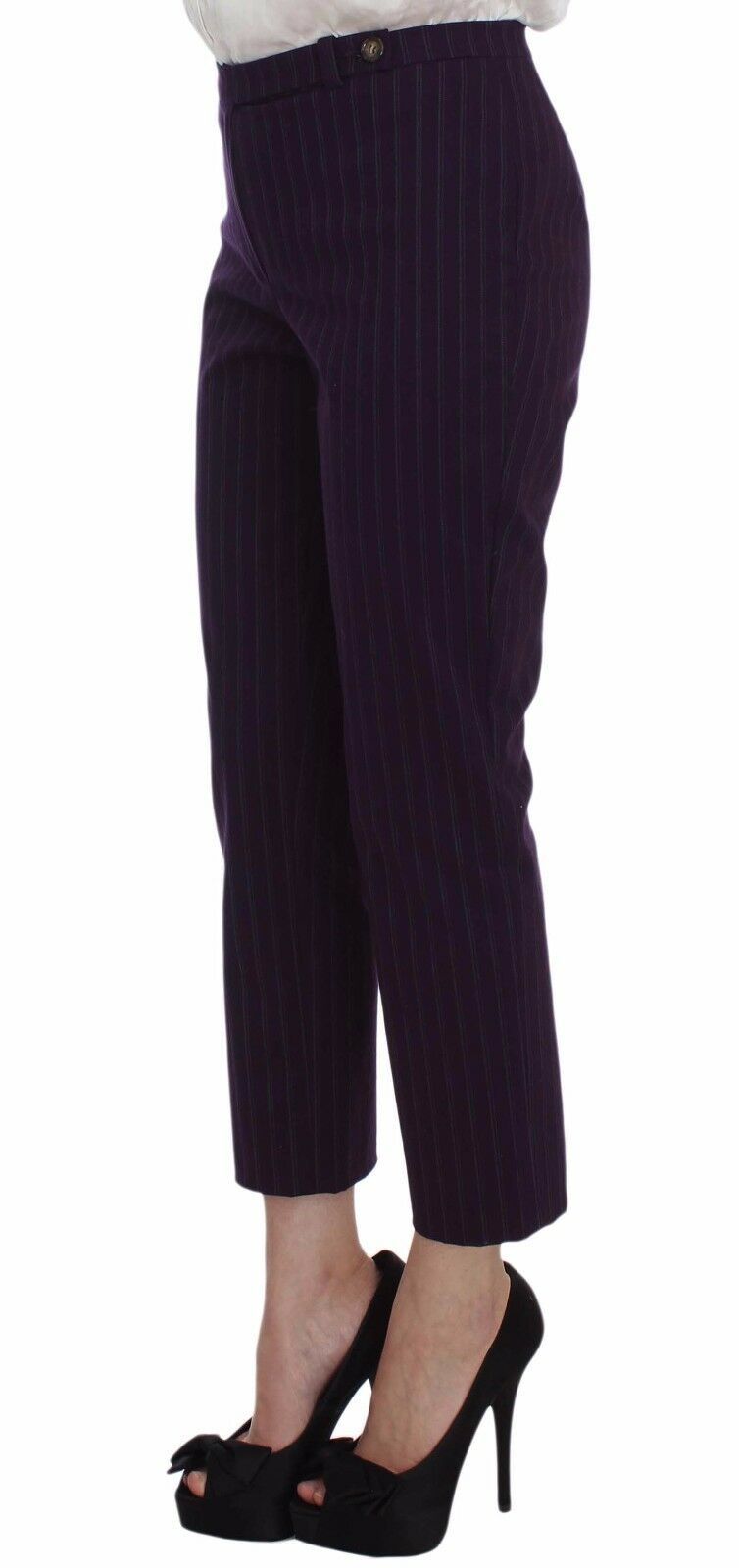 Ensemble tailleur-pantalon BENCIVENGA, veste et pantalon à rayures violettes, extensible.