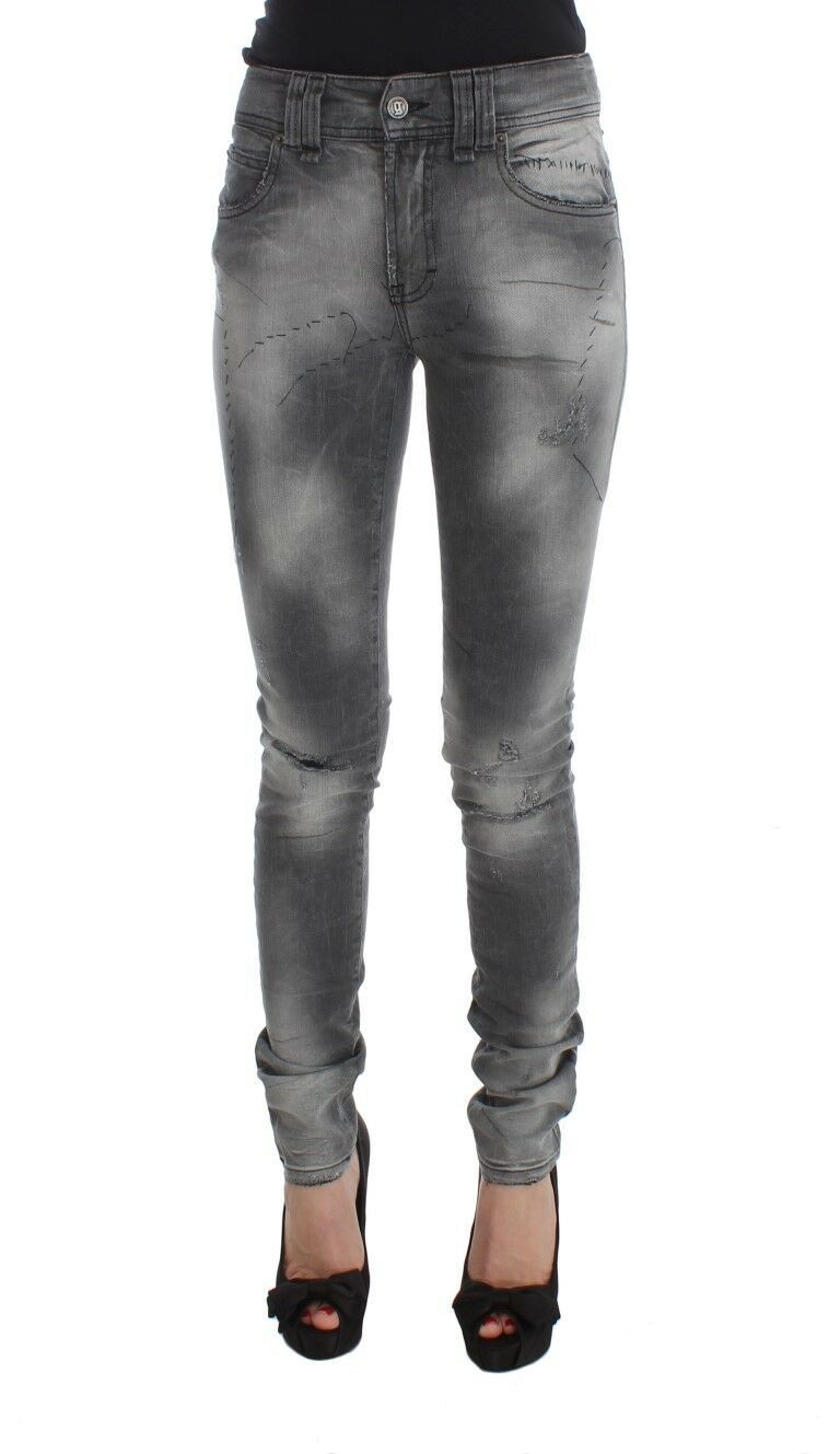 Pantalon en jean slim fit en coton mélangé, gris lavé, de John Galliano