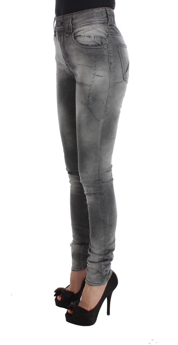 Pantalon en jean slim fit en coton mélangé, gris lavé, de John Galliano