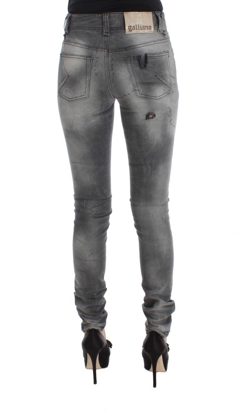 Pantalon en jean slim fit en coton mélangé, gris lavé, de John Galliano